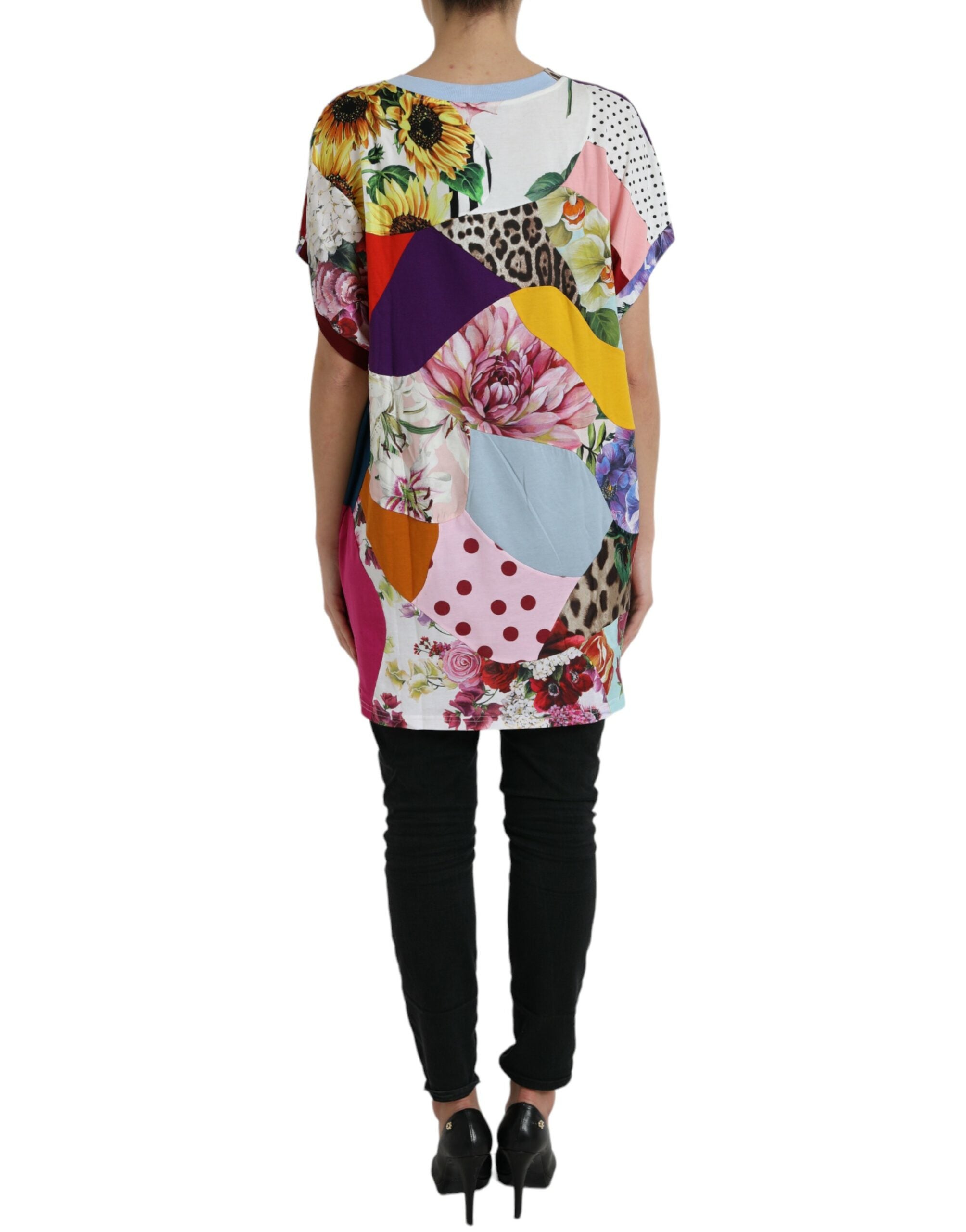 Blusa de algodón y seda con patchwork multicolor de Dolce &amp; Gabbana