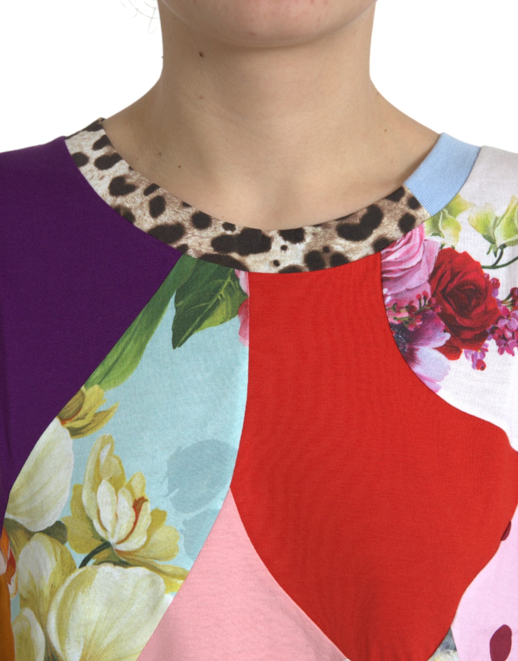 Blusa de algodón y seda con patchwork multicolor de Dolce &amp; Gabbana