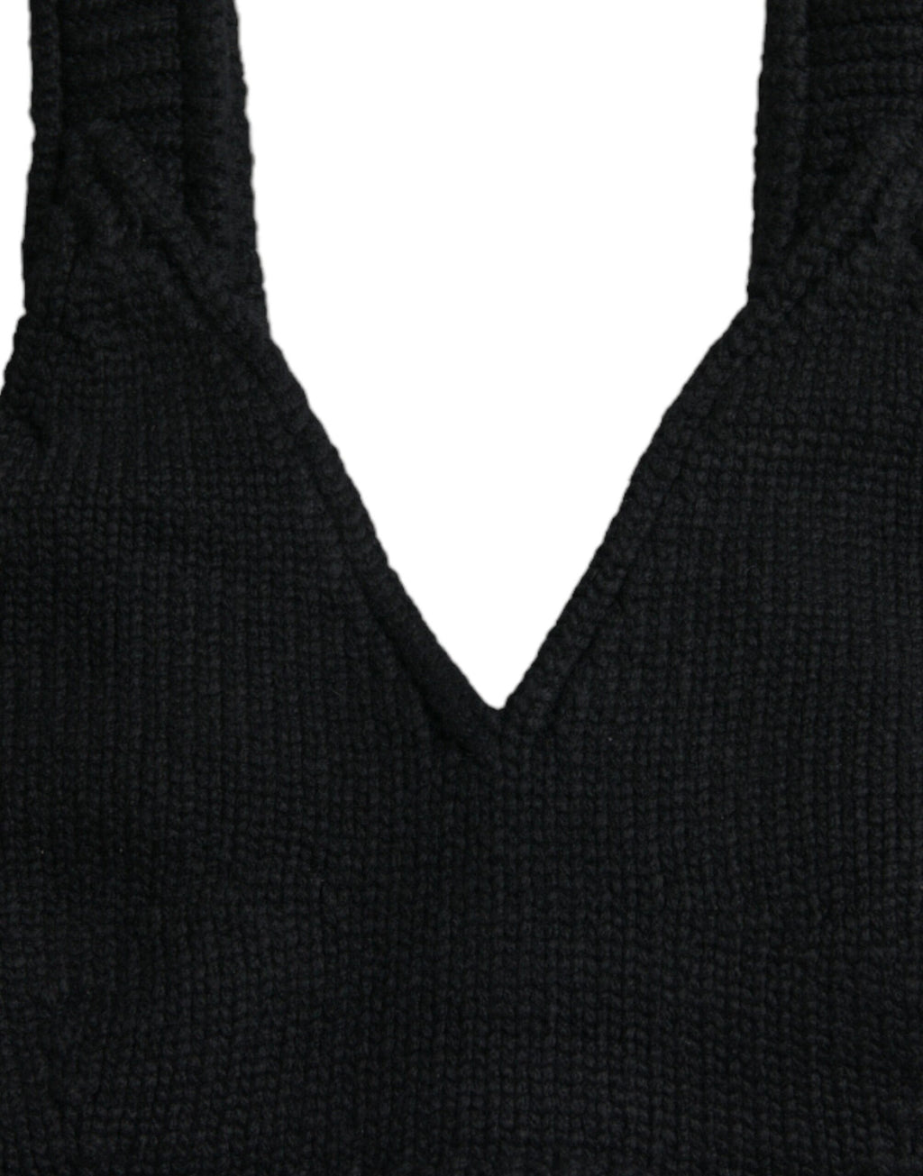Top bustier corto de cachemir negro con cuello en V de Dolce &amp; Gabbana