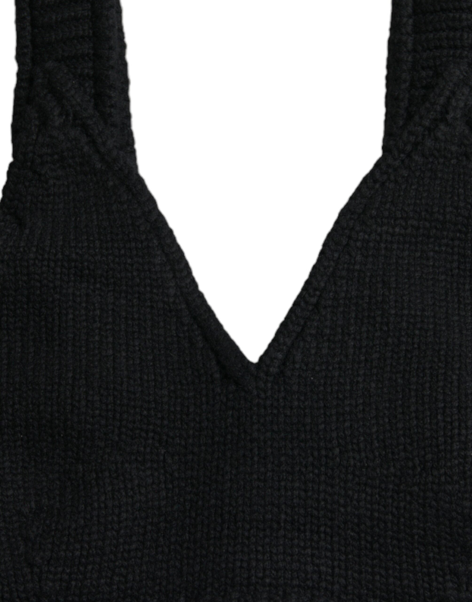 Top bustier corto de cachemir negro con cuello en V de Dolce &amp; Gabbana