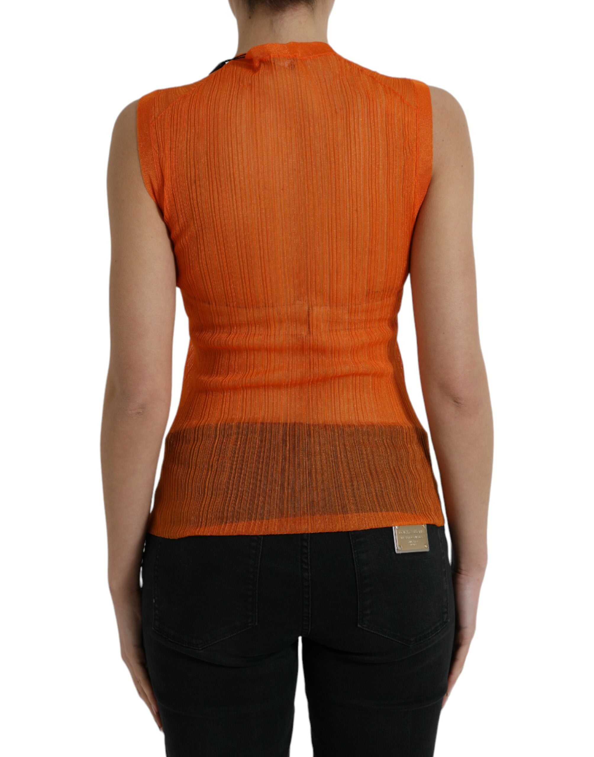 Blusa sin mangas con cuello redondo transparente en naranja de Dolce &amp; Gabbana