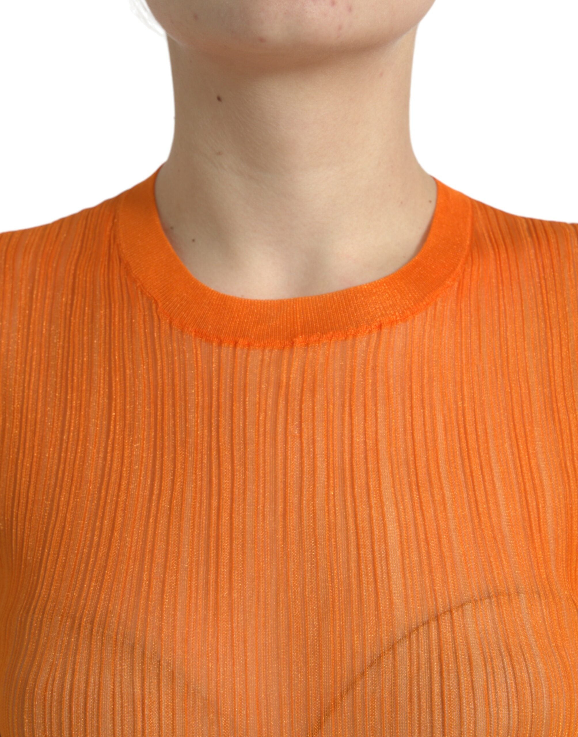 Blusa sin mangas con cuello redondo transparente en naranja de Dolce &amp; Gabbana