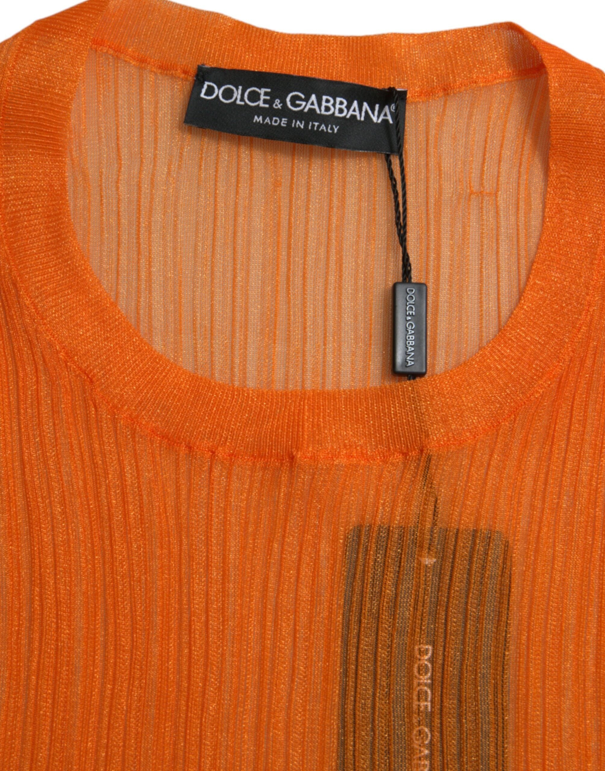 Blusa sin mangas con cuello redondo transparente en naranja de Dolce &amp; Gabbana
