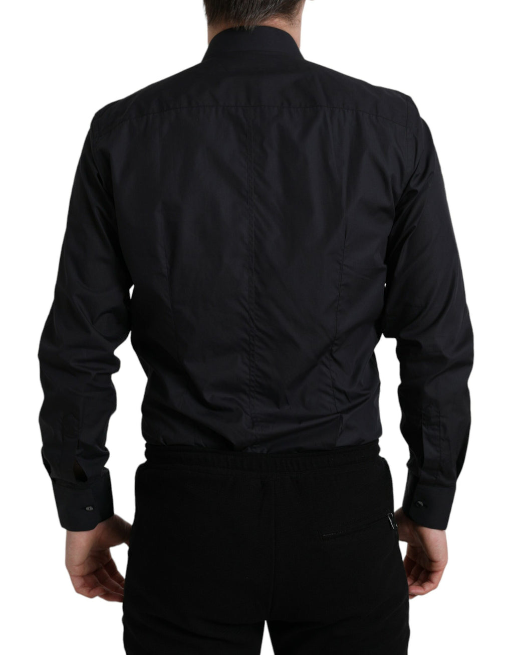Camisa formal de algodón azul marino con cuello de Dolce &amp; Gabbana