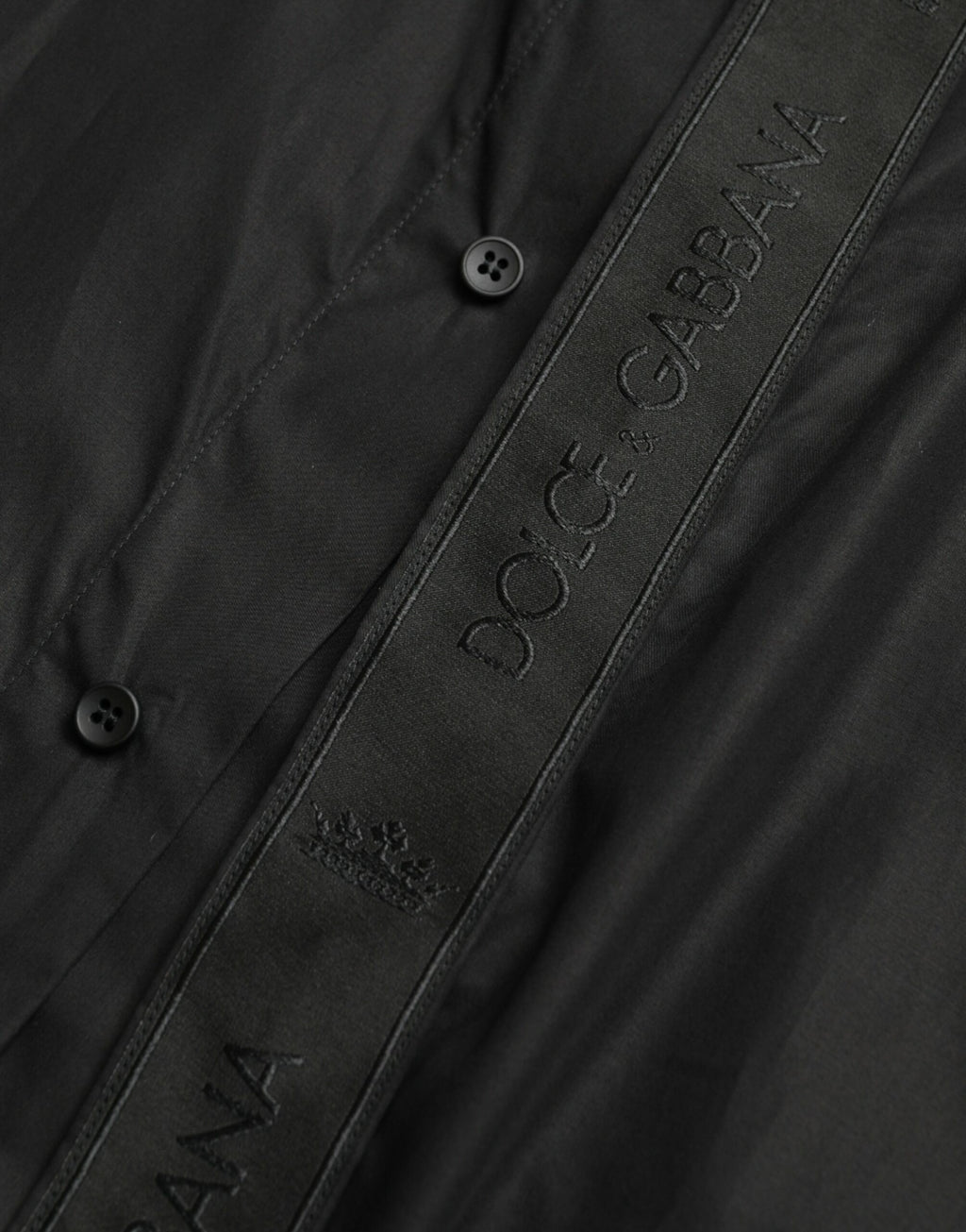 Camisa de vestir formal Dolce &amp; Gabbana de algodón negro con logotipo dorado