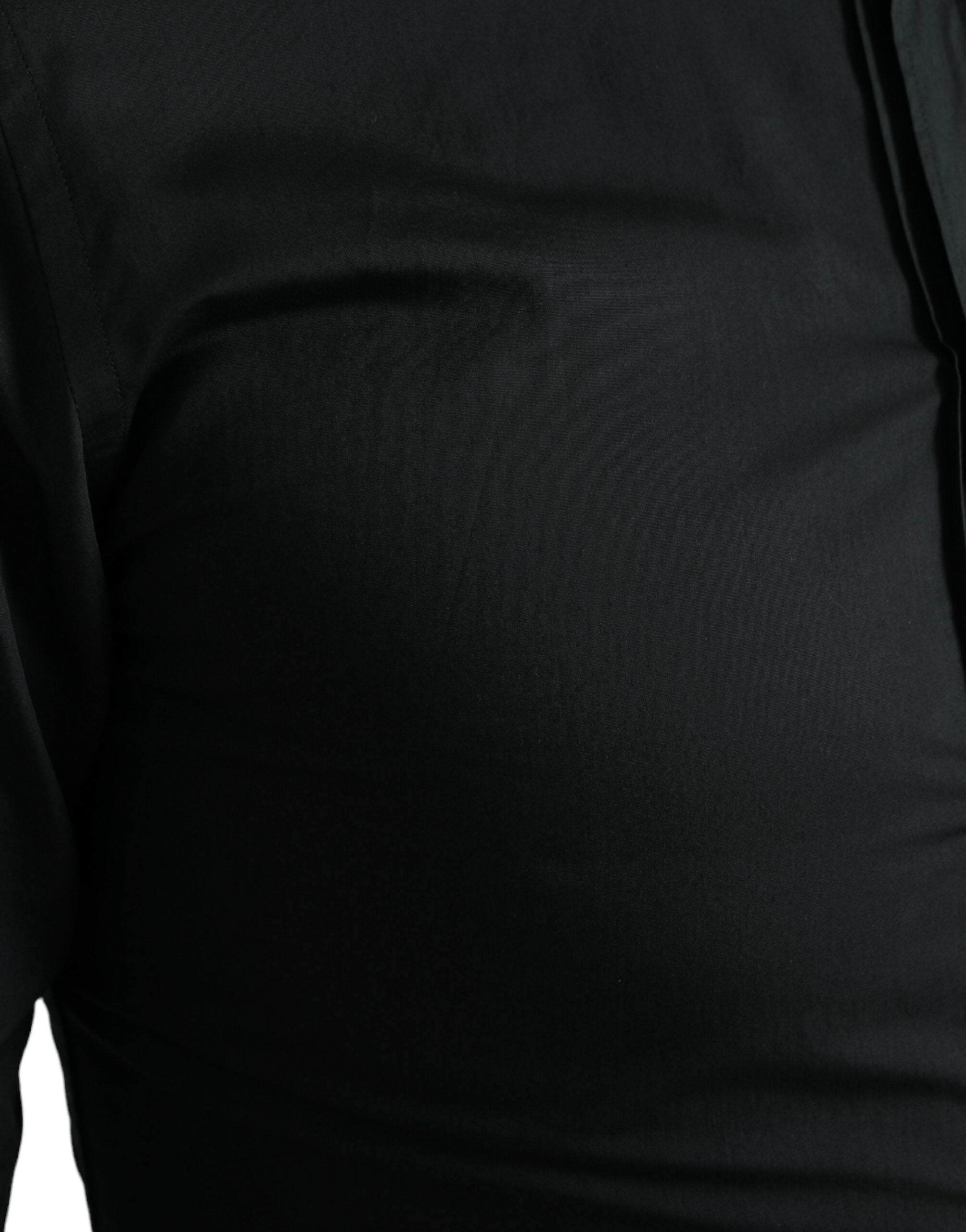 Camisa de vestir formal Dolce &amp; Gabbana de algodón y seda negra dorada