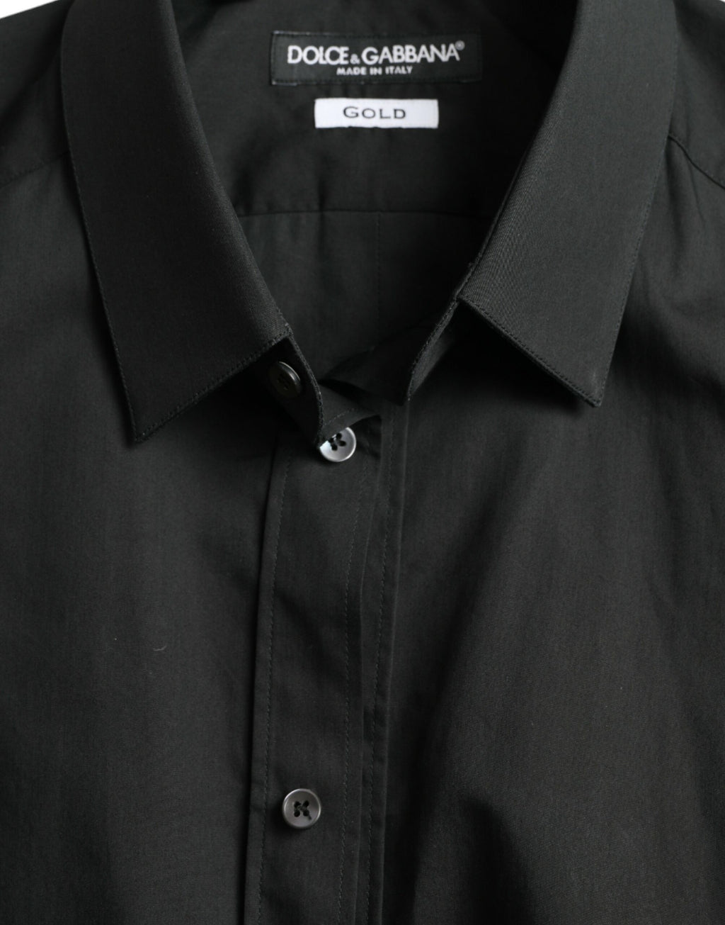 Camisa de vestir formal Dolce &amp; Gabbana de algodón y seda negra dorada
