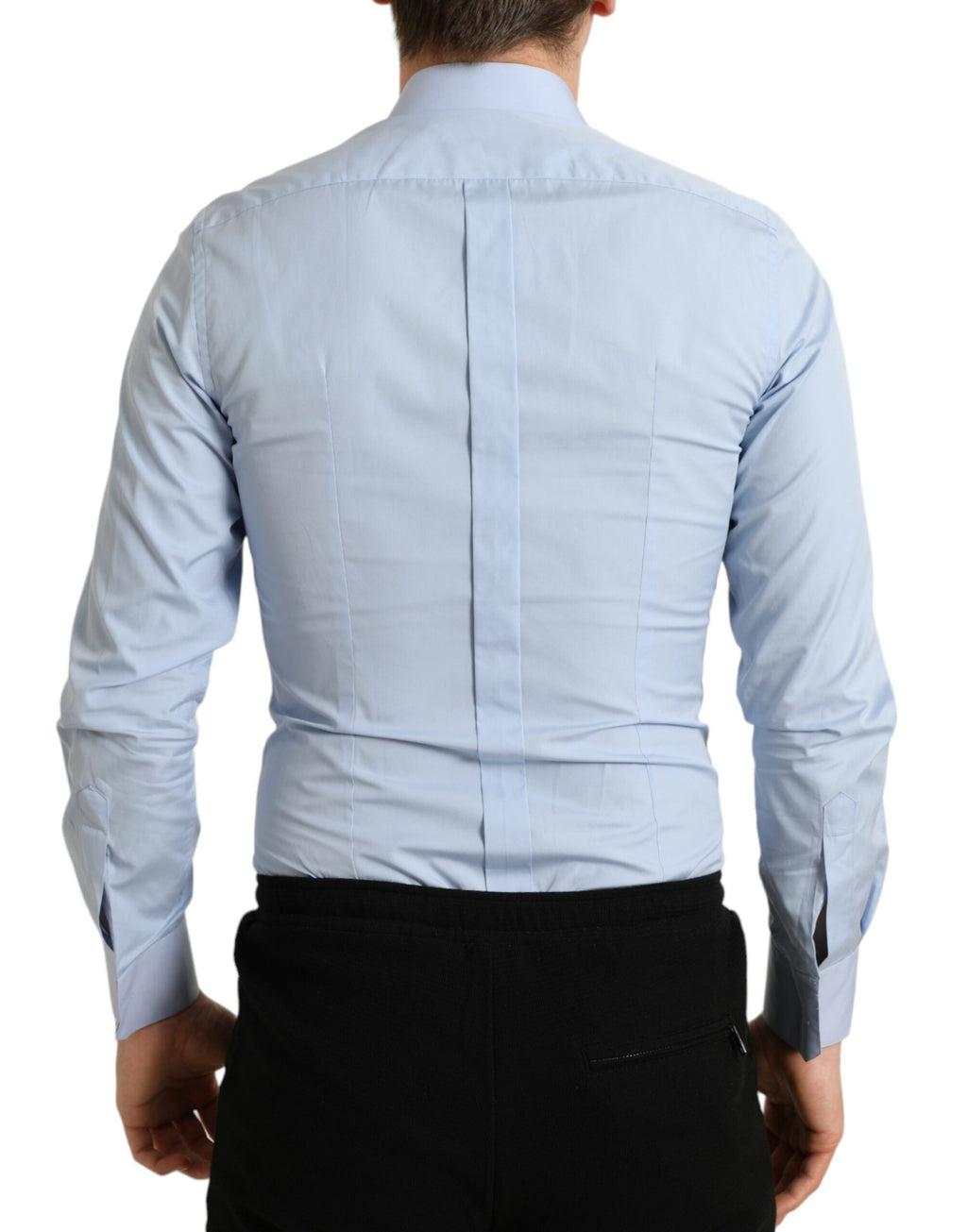 Camisa de vestir formal Dolce &amp; Gabbana de algodón azul cielo para hombre, color dorado