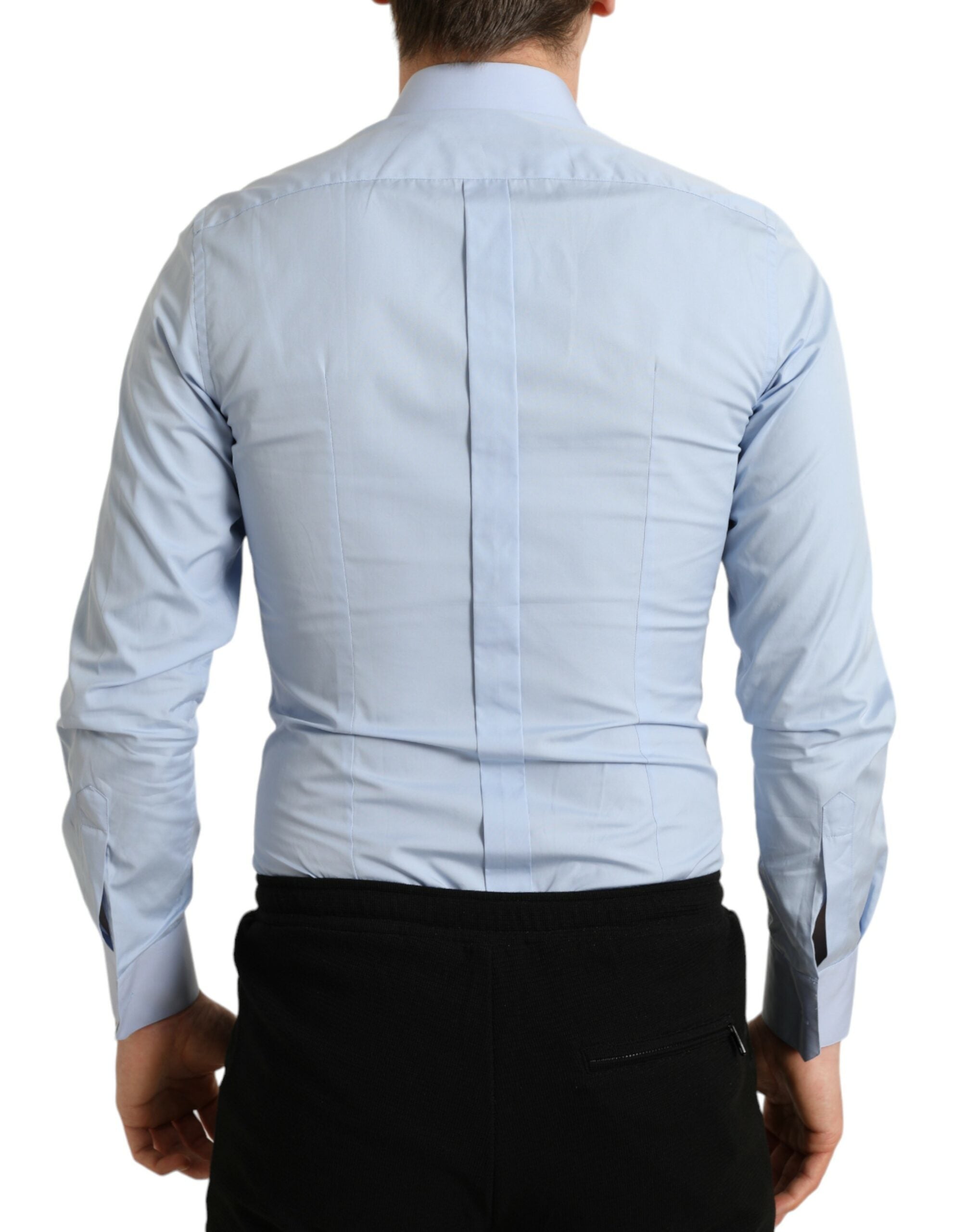 Camisa de vestir formal Dolce &amp; Gabbana de algodón azul cielo para hombre, color dorado