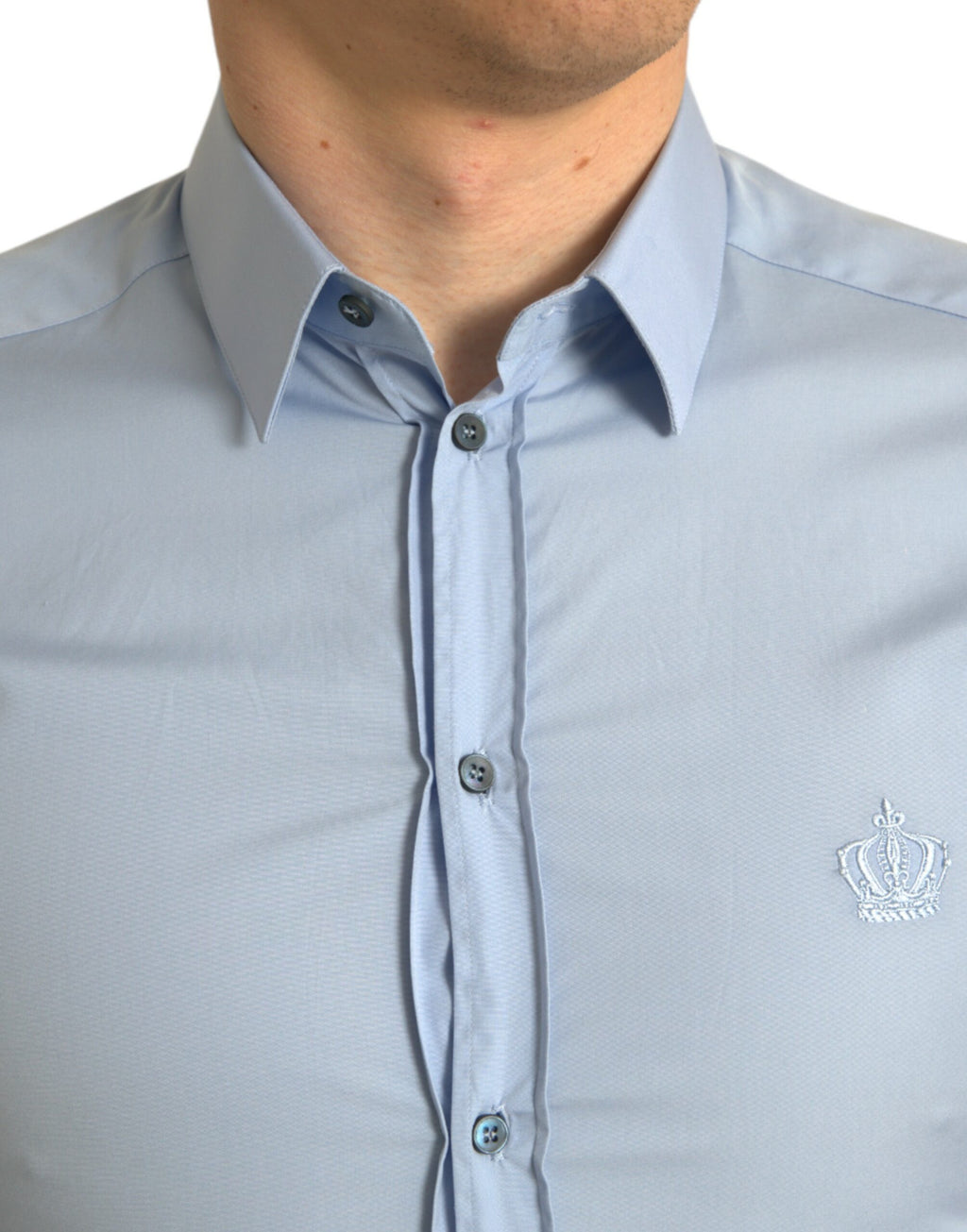 Camisa de vestir formal Dolce &amp; Gabbana de algodón azul cielo para hombre, color dorado
