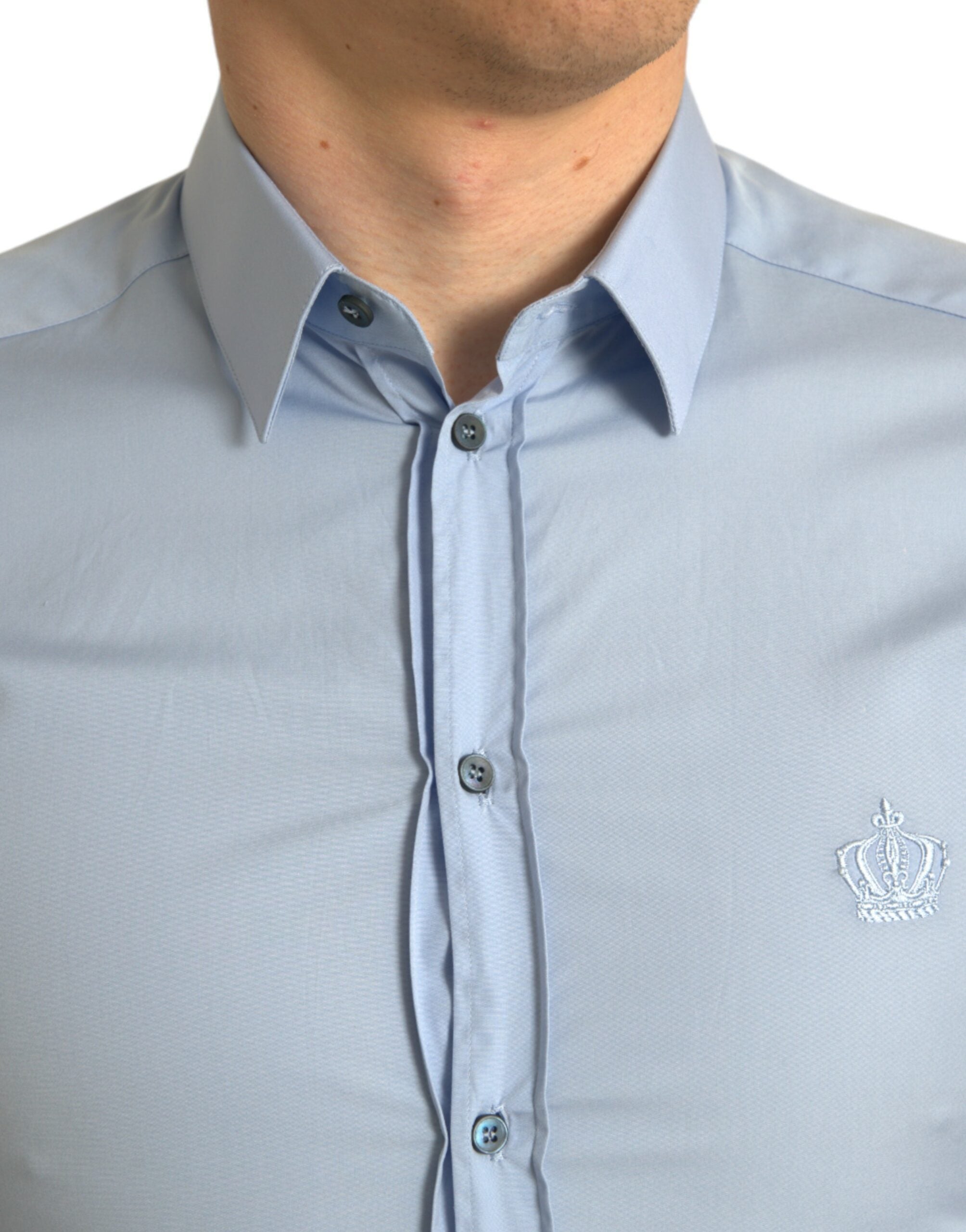 Camisa de vestir formal Dolce &amp; Gabbana de algodón azul cielo para hombre, color dorado