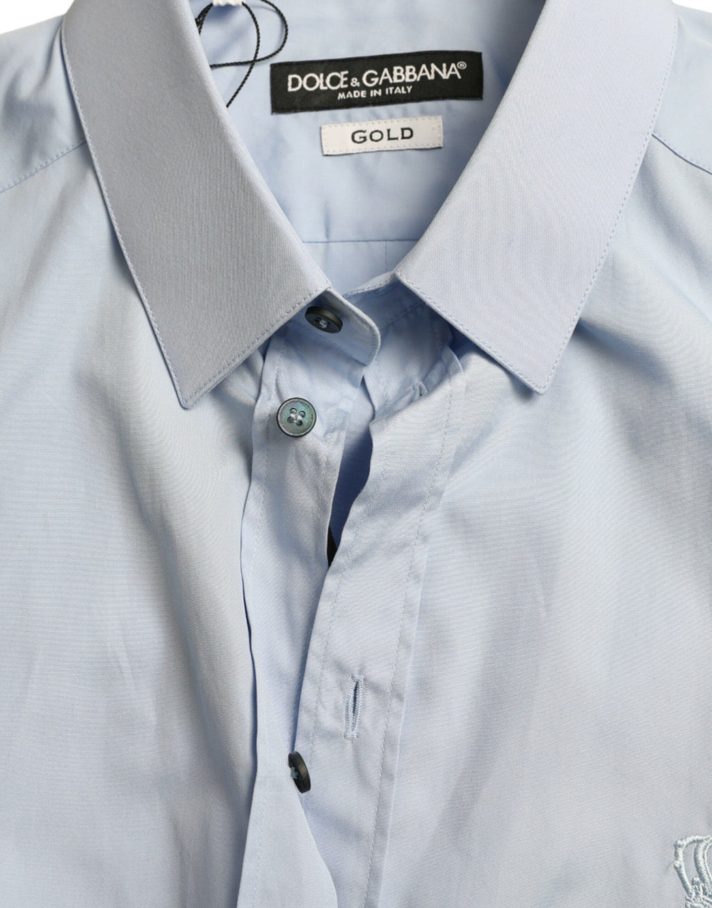 Camisa de vestir formal Dolce &amp; Gabbana de algodón azul cielo para hombre, color dorado