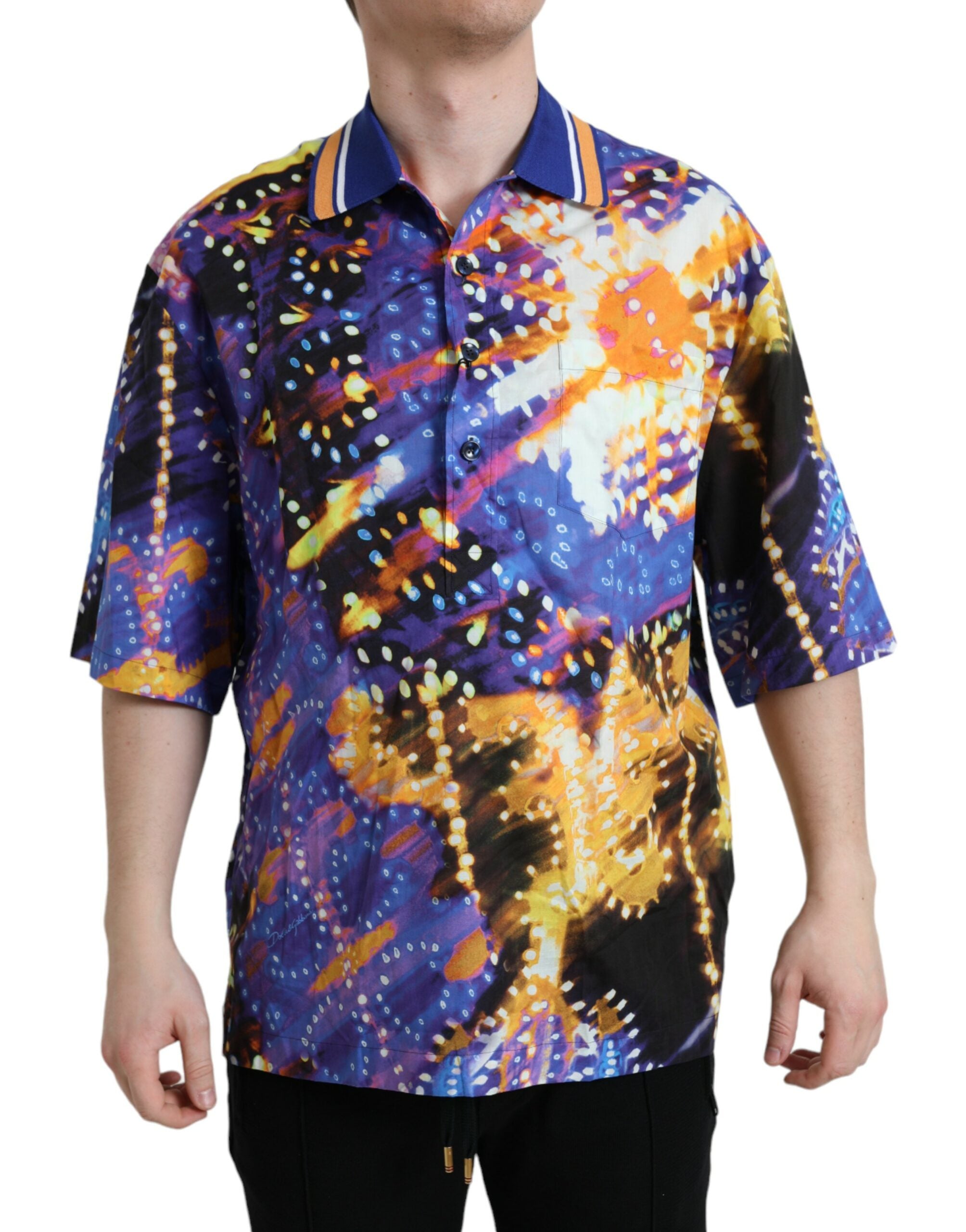 Dolce &amp; Gabbana Camisa casual de algodón con estampado Luminarie multicolor