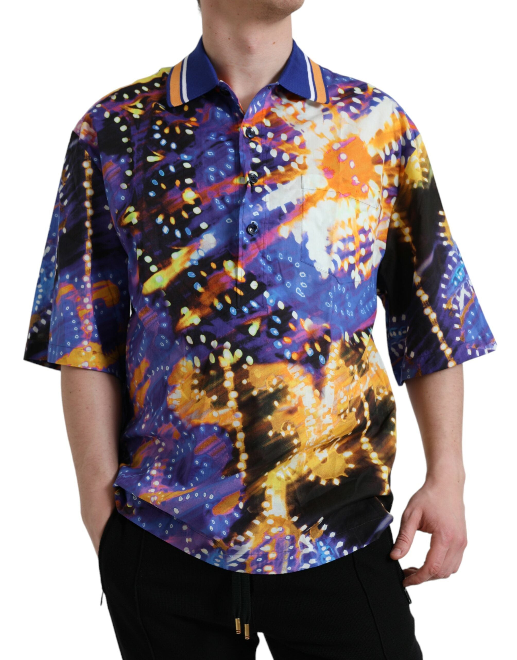 Dolce &amp; Gabbana Camisa casual de algodón con estampado Luminarie multicolor