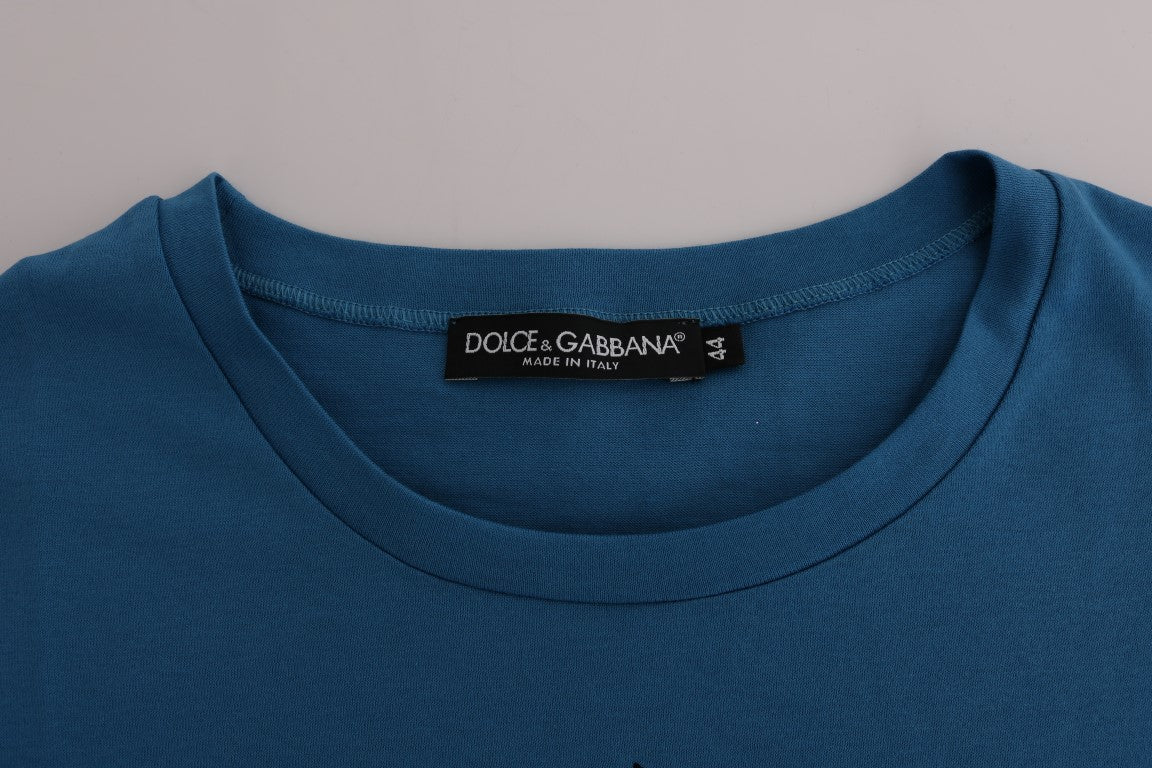 Camiseta Dolce &amp; Gabbana de algodón azul 2017 con motivo