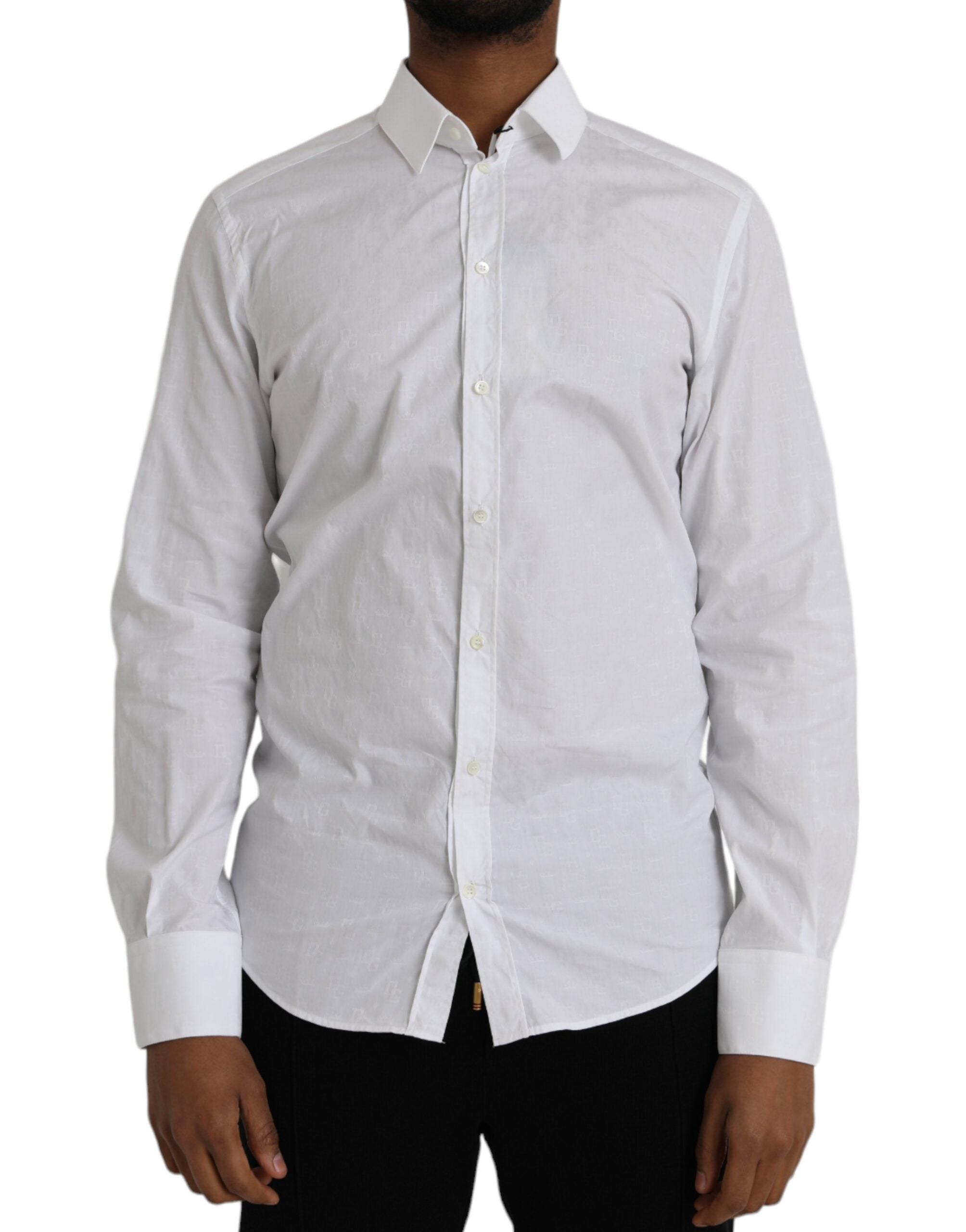 Vestido blanco de algodón de manga larga Dolce &amp; Gabbana Camisa DORADA