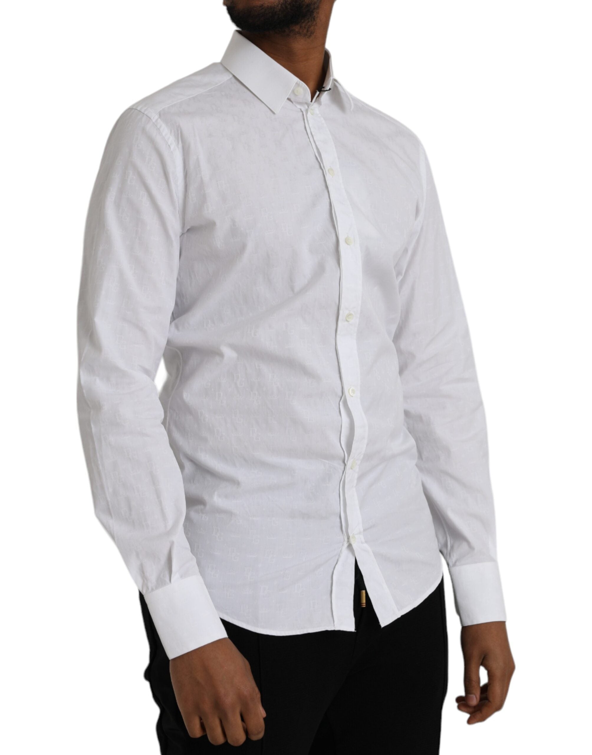 Vestido blanco de algodón de manga larga Dolce &amp; Gabbana Camisa DORADA