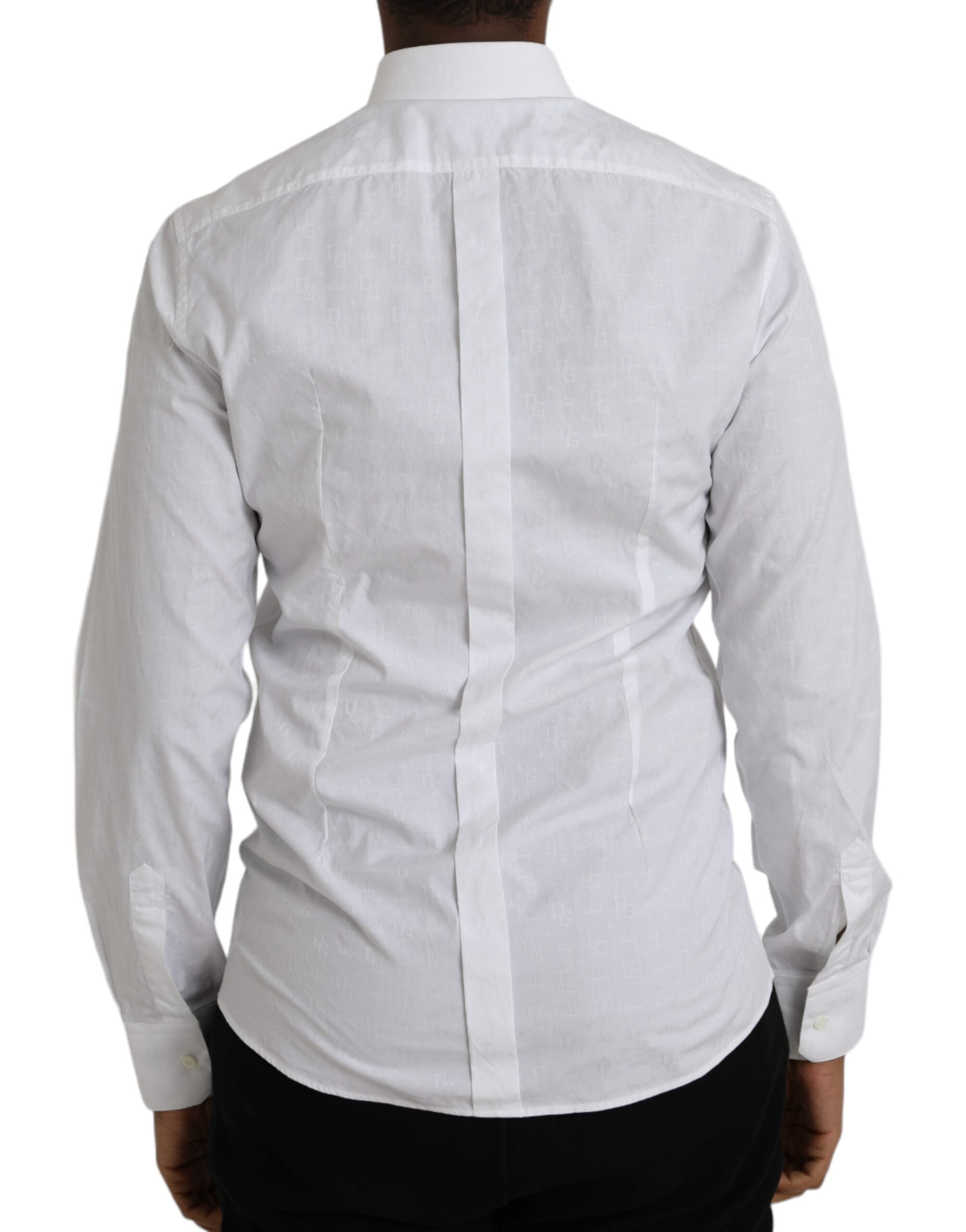 Vestido blanco de algodón de manga larga Dolce &amp; Gabbana Camisa DORADA