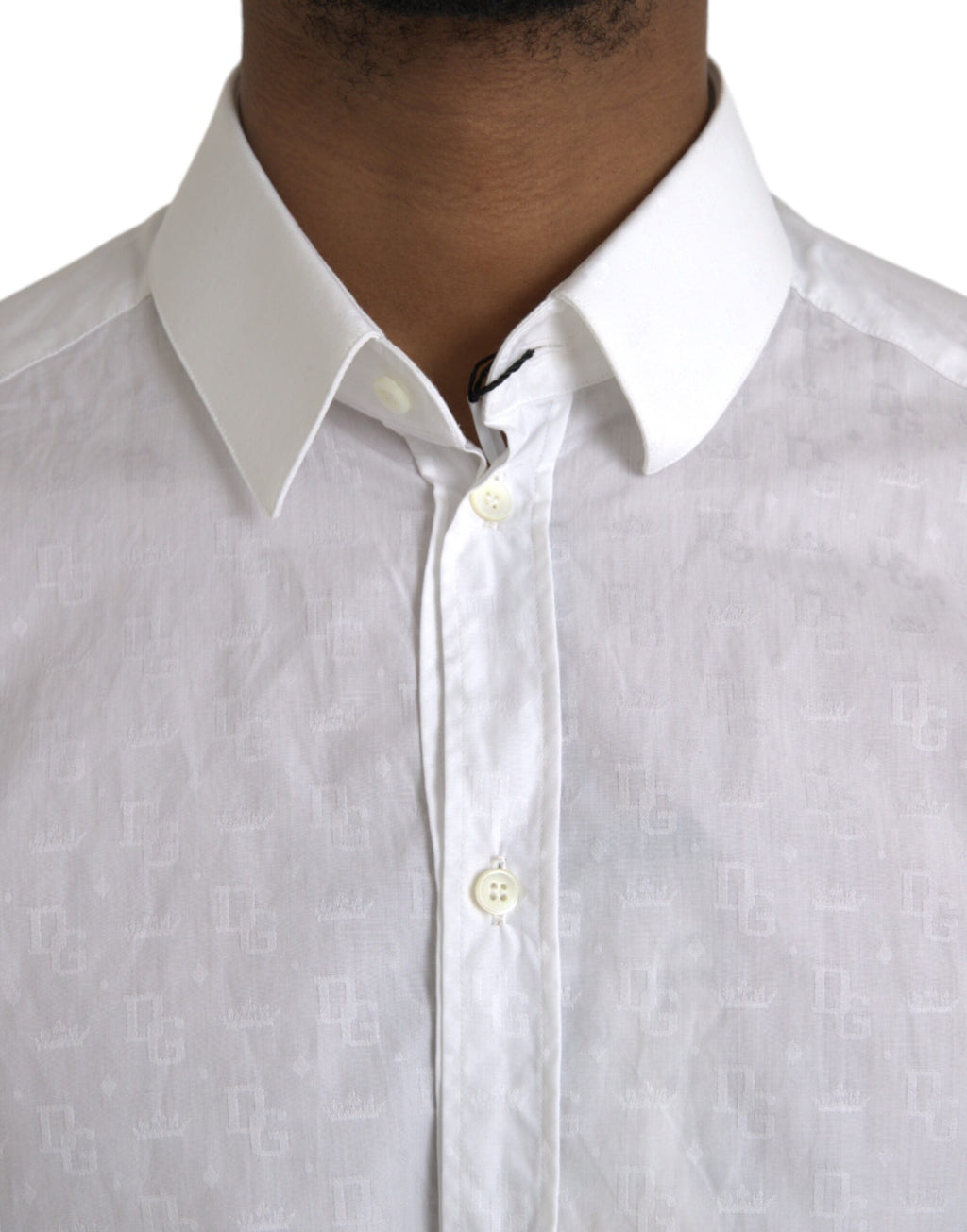 Vestido blanco de algodón de manga larga Dolce &amp; Gabbana Camisa DORADA