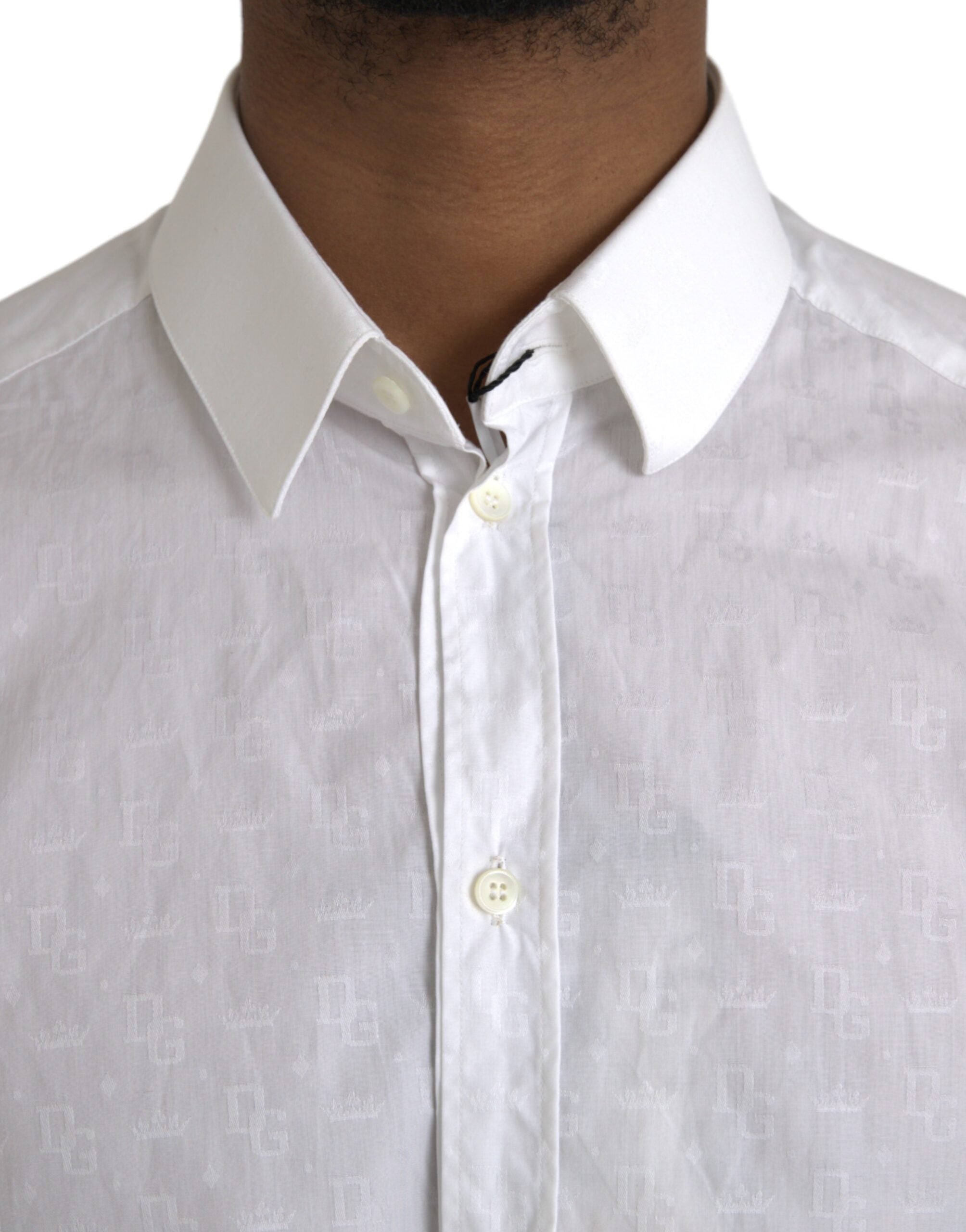 Vestido blanco de algodón de manga larga Dolce &amp; Gabbana Camisa DORADA