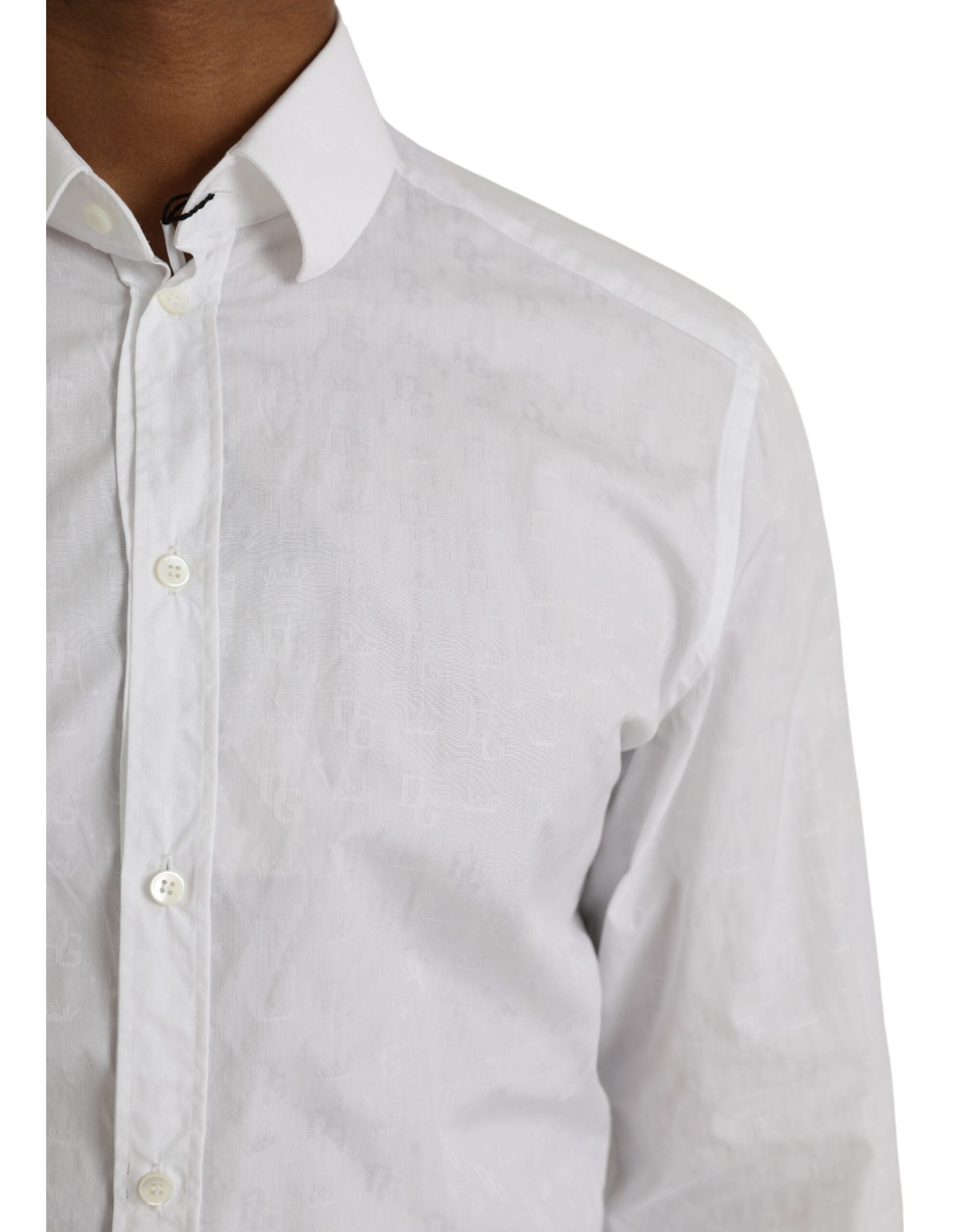 Vestido blanco de algodón de manga larga Dolce &amp; Gabbana Camisa DORADA