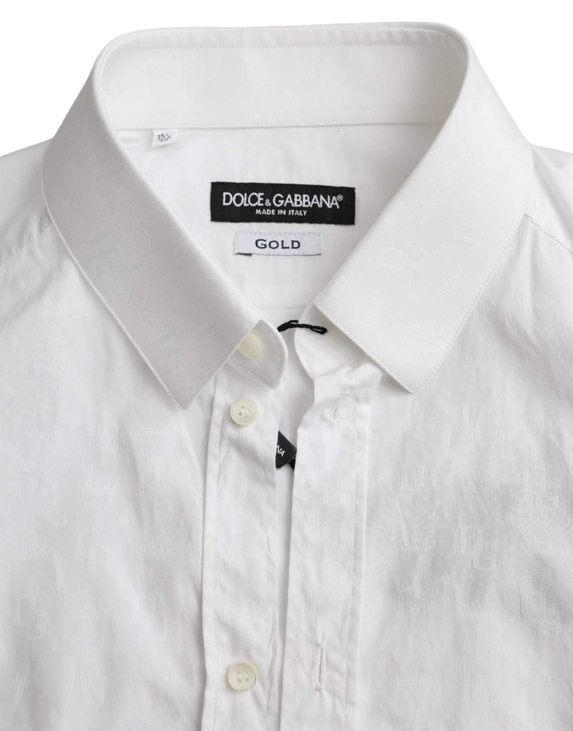 Vestido blanco de algodón de manga larga Dolce &amp; Gabbana Camisa DORADA