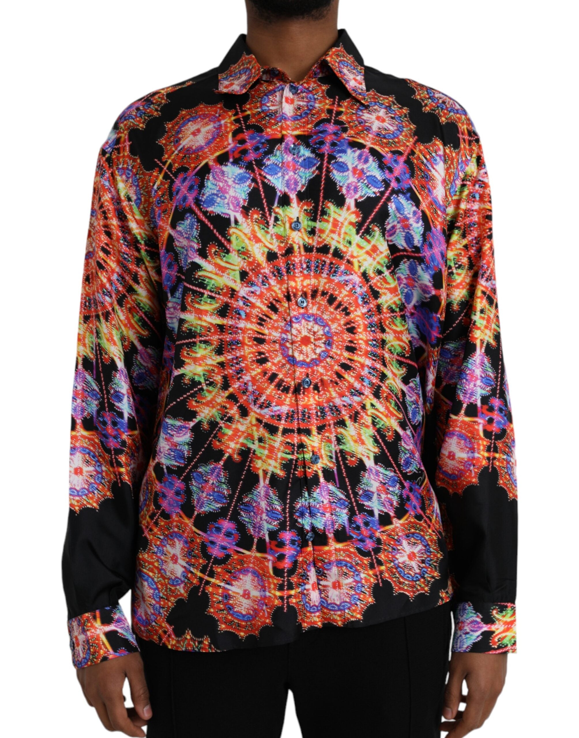 Dolce &amp; Gabbana Camisa Casual De Seda Luminaria Multicolor Para Hombre