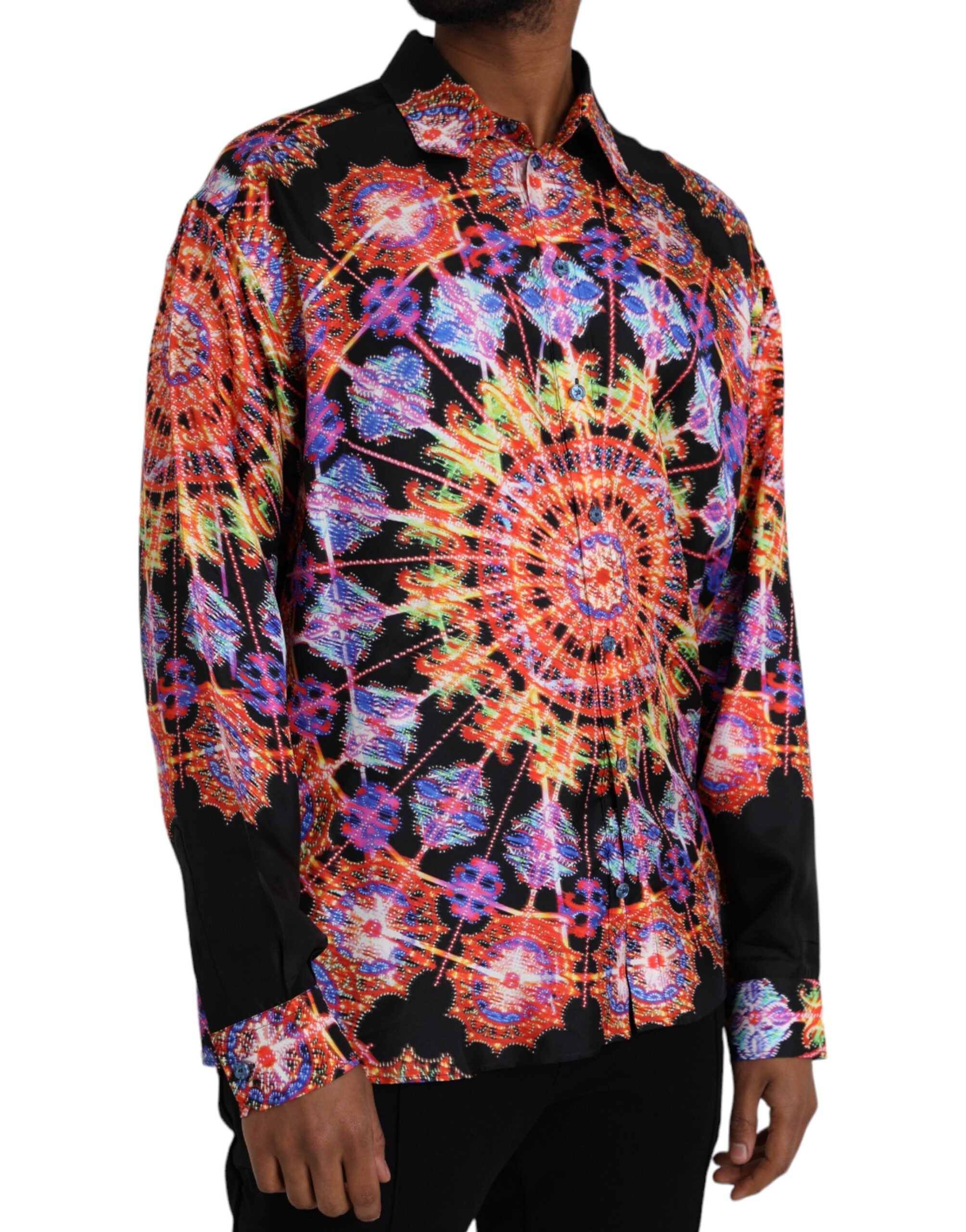 Dolce &amp; Gabbana Camisa Casual De Seda Luminaria Multicolor Para Hombre