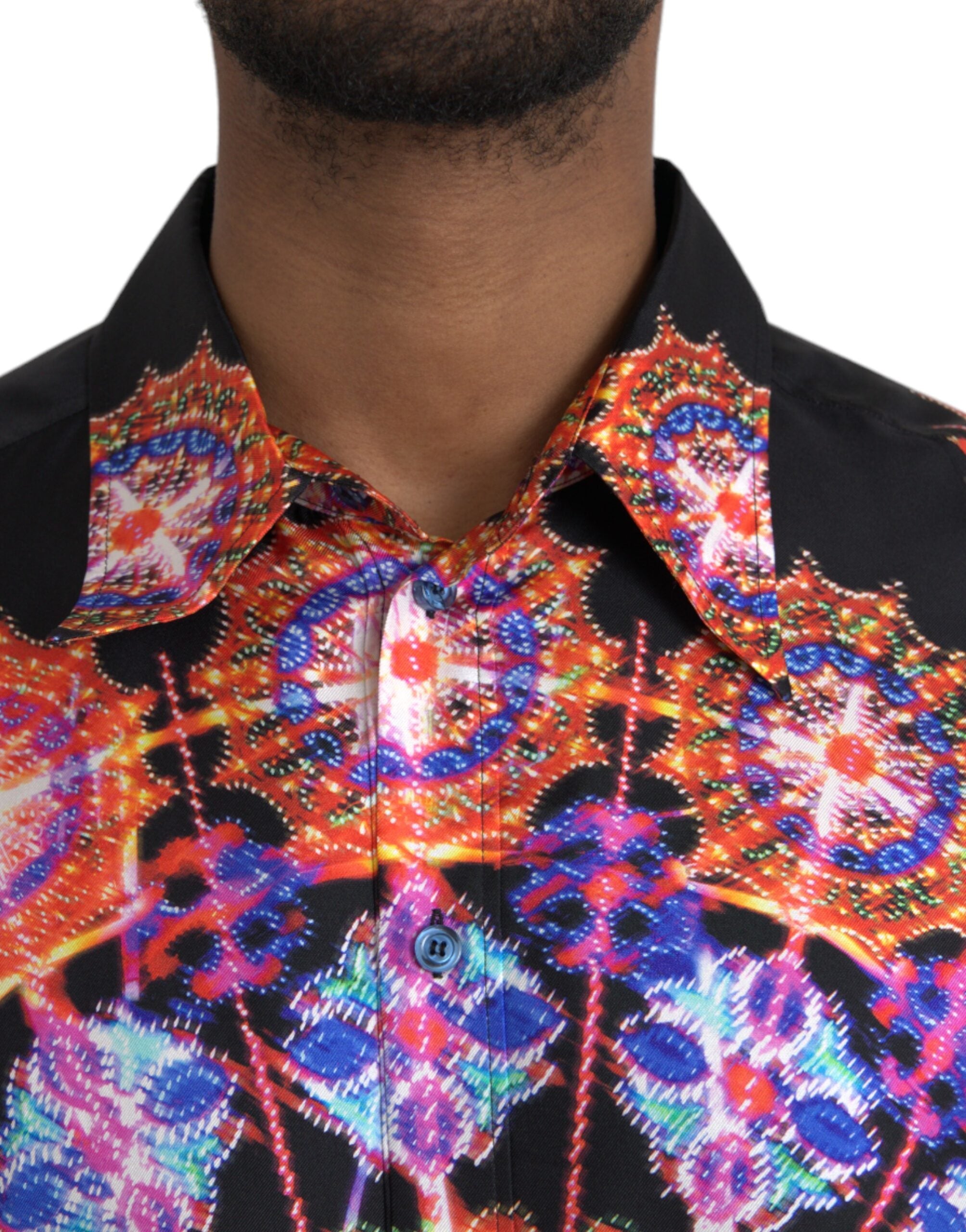 Dolce &amp; Gabbana Camisa Casual De Seda Luminaria Multicolor Para Hombre