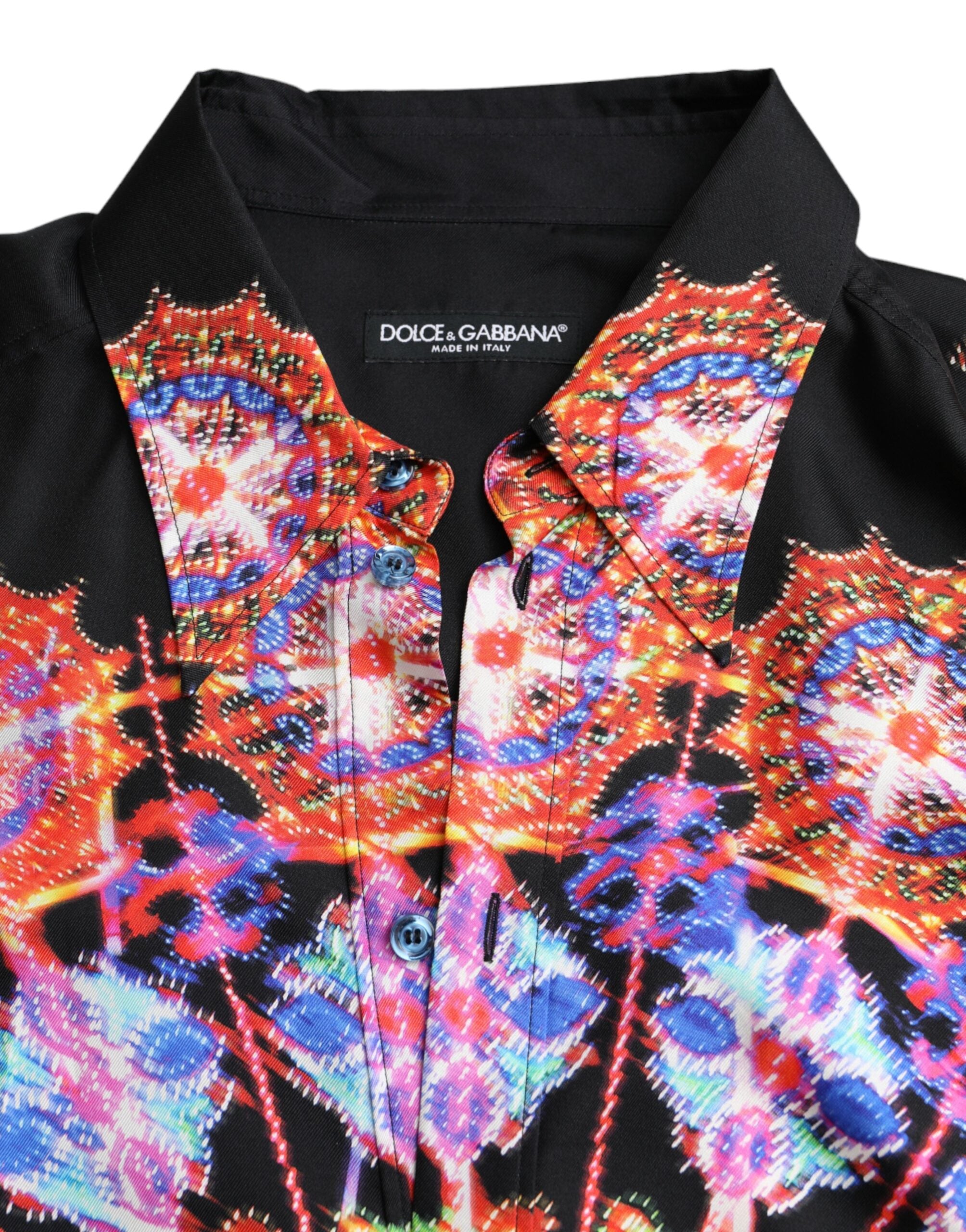 Dolce &amp; Gabbana Camisa Casual De Seda Luminaria Multicolor Para Hombre