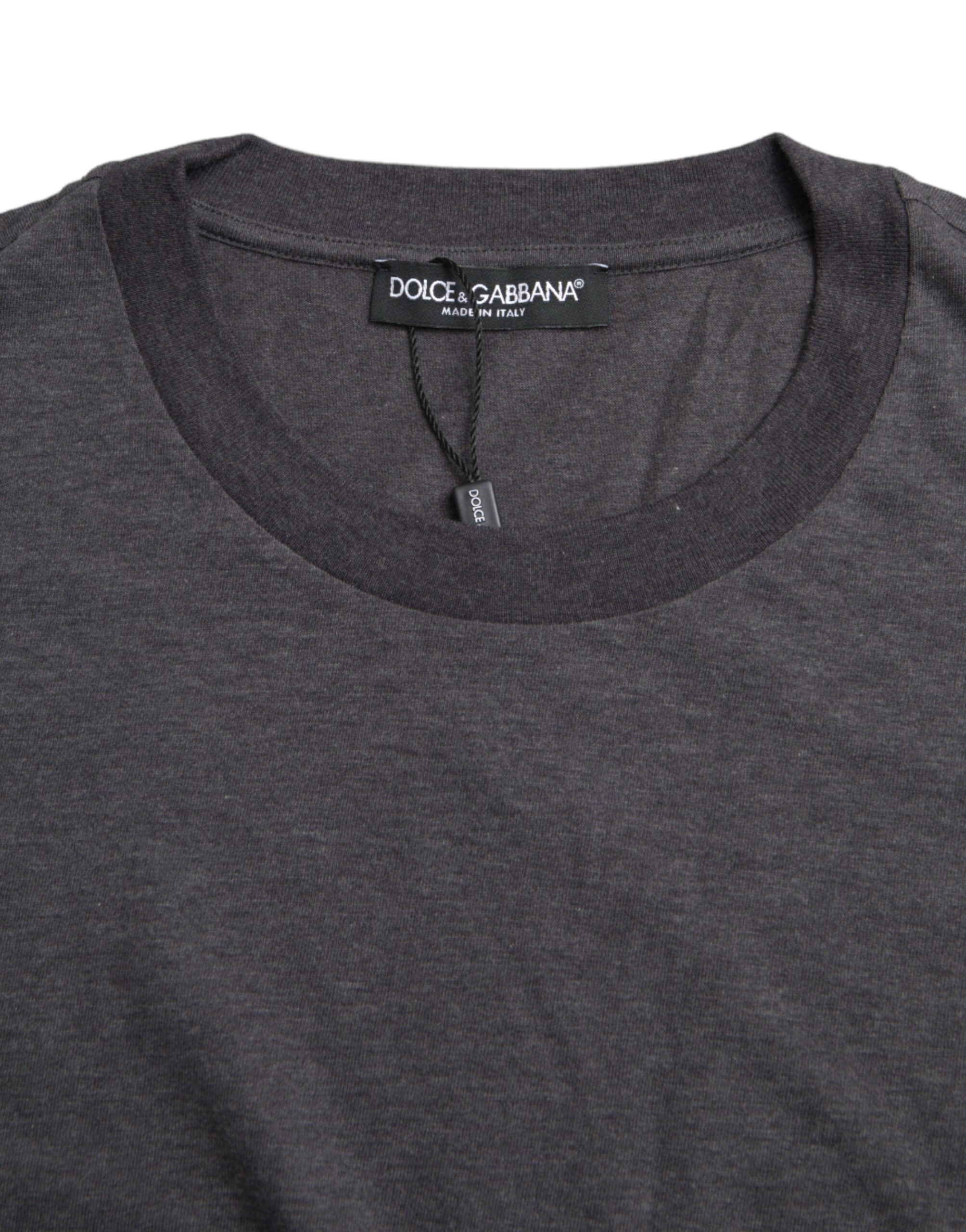 Camiseta de manga corta con cuello redondo de algodón gris de Dolce &amp; Gabbana