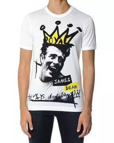 Camiseta Dolce &amp; Gabbana de algodón blanco con gráfico de manga corta para hombre