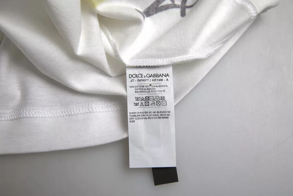 Camiseta Dolce &amp; Gabbana de algodón blanco con gráfico de manga corta para hombre