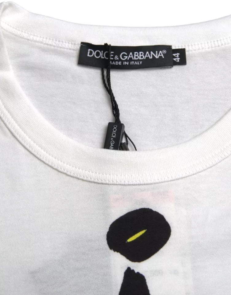 Camiseta Dolce &amp; Gabbana de algodón blanco con gráfico de manga corta para hombre