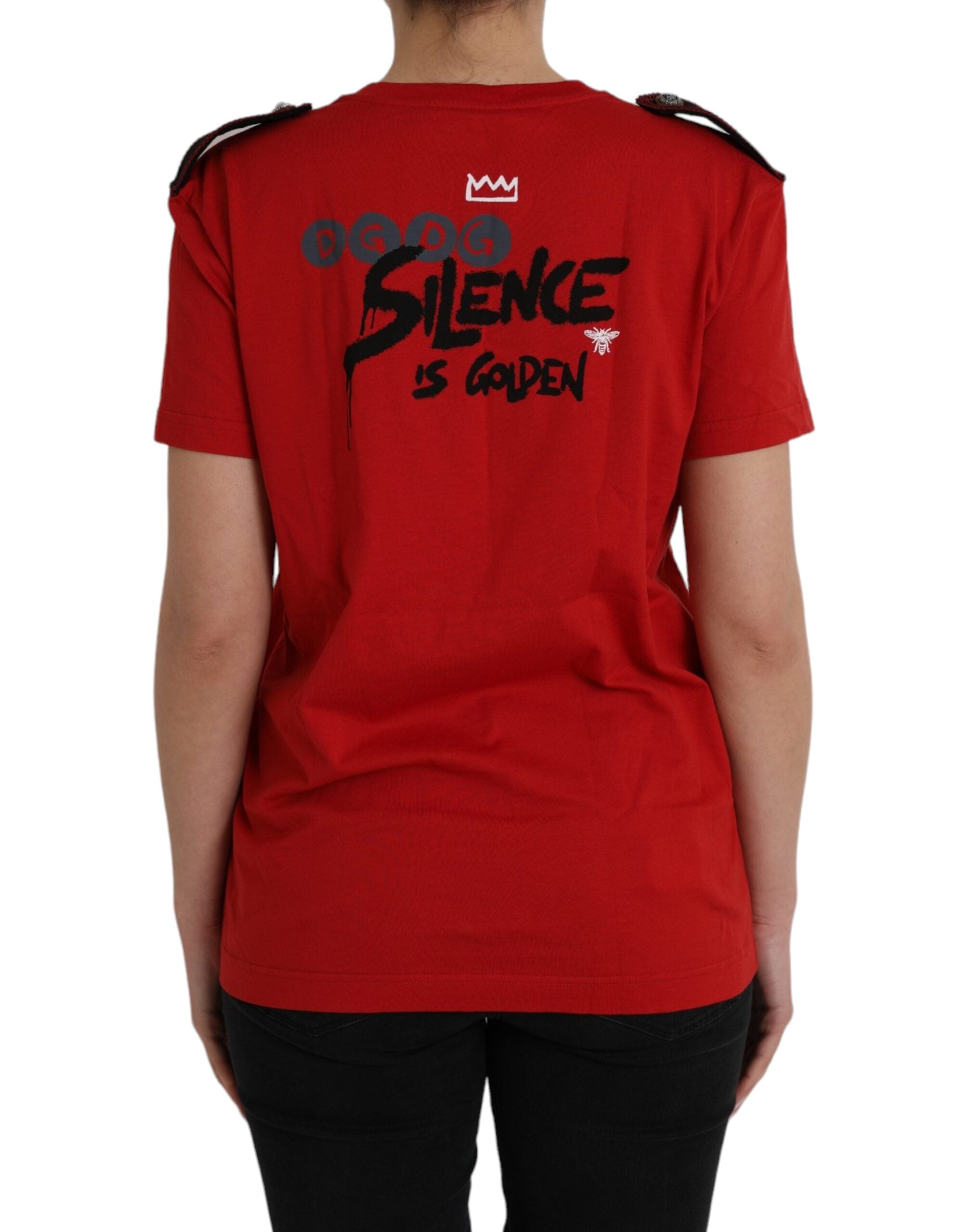 Camiseta de algodón con cuello redondo y estampado gráfico rojo de Dolce &amp; Gabbana