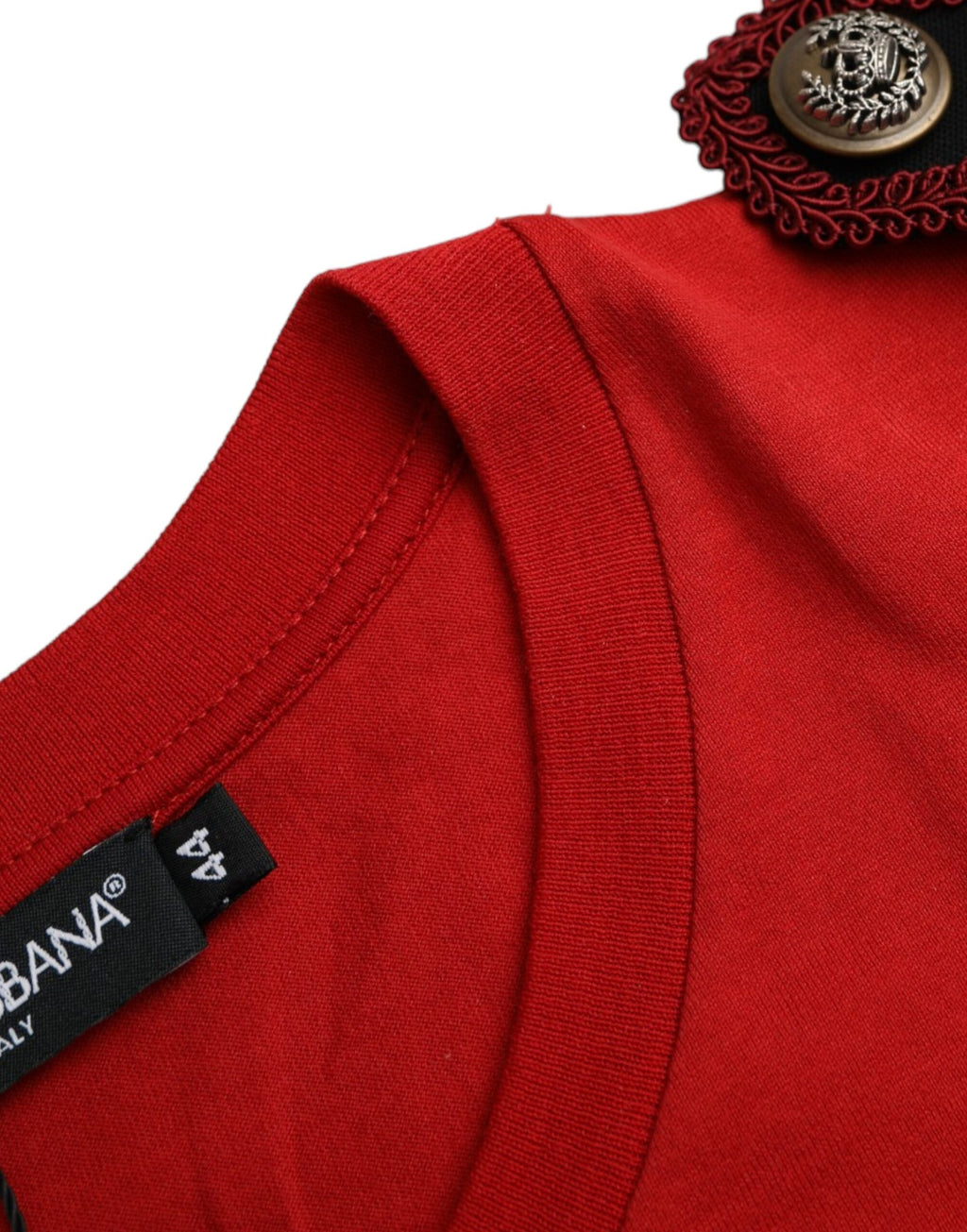 Camiseta de algodón con cuello redondo y estampado gráfico rojo de Dolce &amp; Gabbana