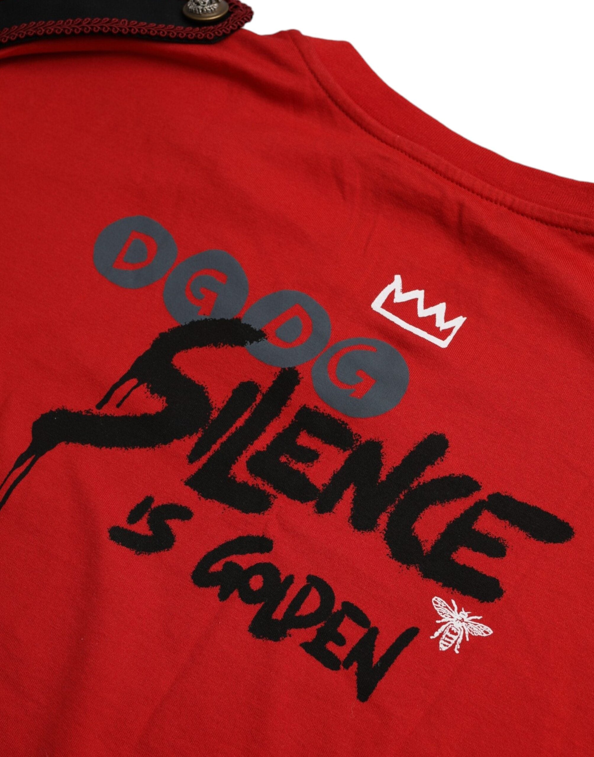 Camiseta de algodón con cuello redondo y estampado gráfico rojo de Dolce &amp; Gabbana