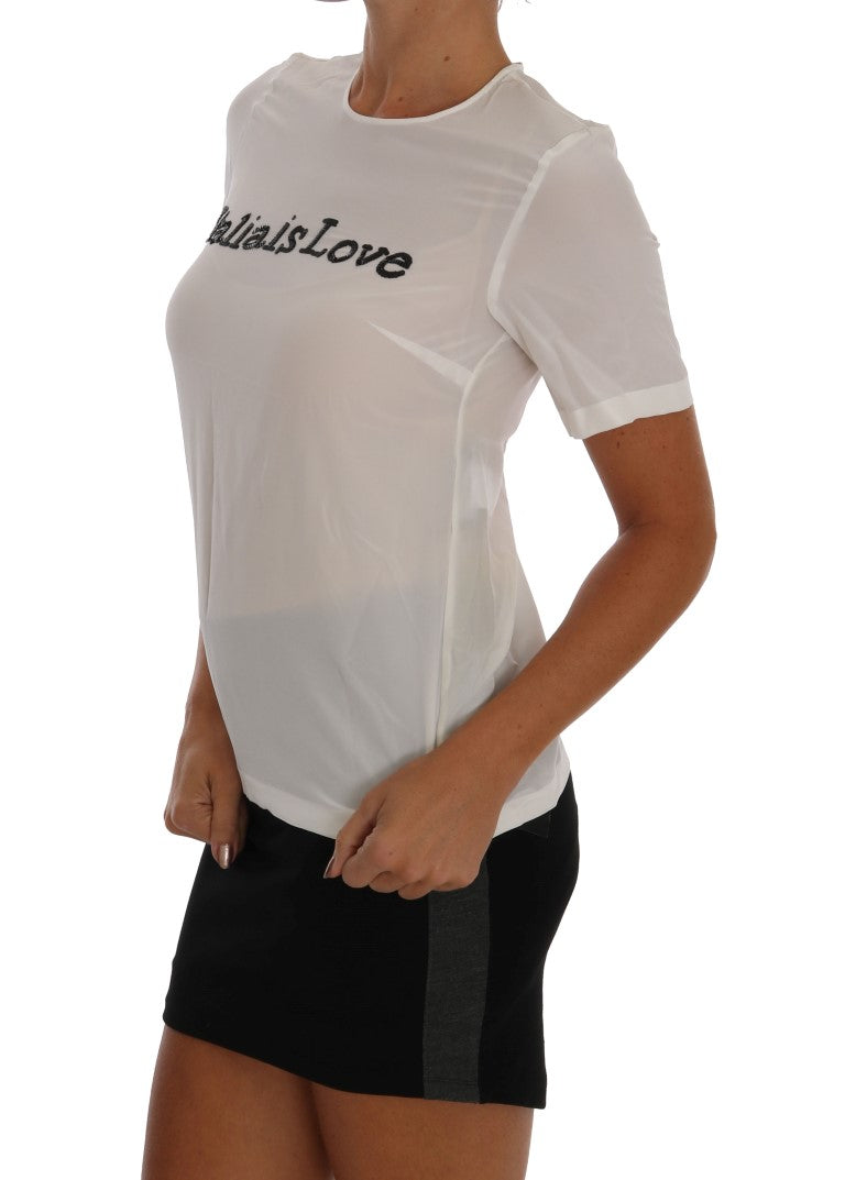 Blusa y camiseta de seda blanca ITALIA IS LOVE de Dolce &amp; Gabbana