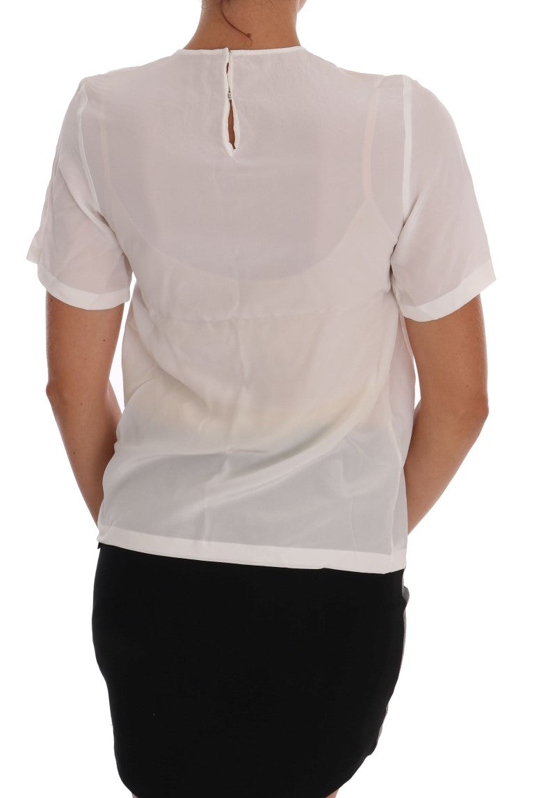 Blusa y camiseta de seda blanca ITALIA IS LOVE de Dolce &amp; Gabbana