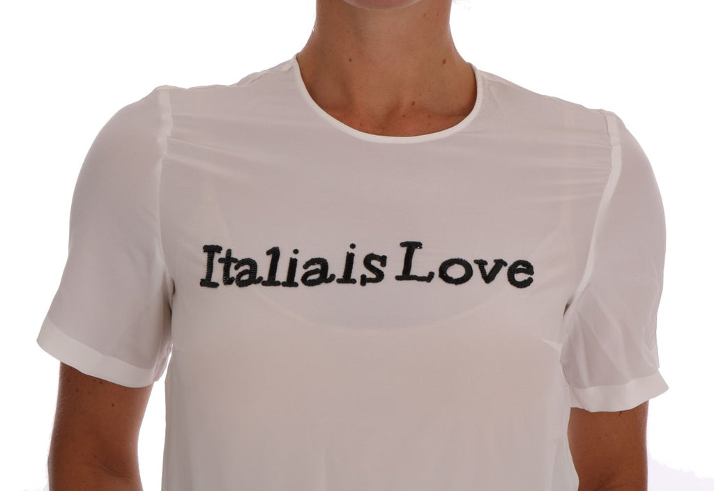 Blusa y camiseta de seda blanca ITALIA IS LOVE de Dolce &amp; Gabbana