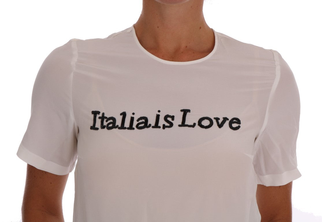 Blusa y camiseta de seda blanca ITALIA IS LOVE de Dolce &amp; Gabbana