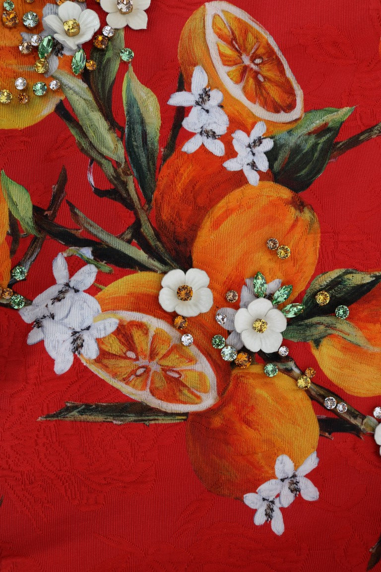 Blusa con estampado naranja y cristales de Dolce &amp; Gabbana