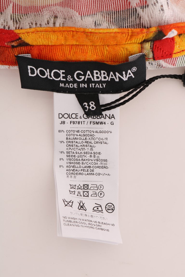 Blusa con estampado naranja y cristales de Dolce &amp; Gabbana