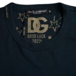 Camiseta de algodón azul oscuro de Dolce &amp; Gabbana con cuello redondo y manga corta