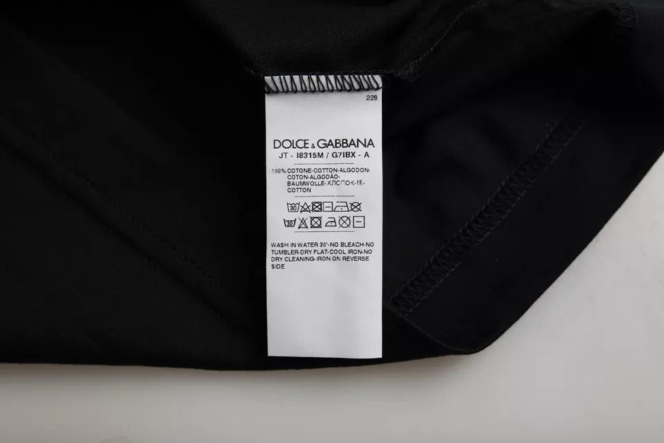 Camiseta Dolce &amp; Gabbana de algodón negra con cuello redondo y manga corta para hombre