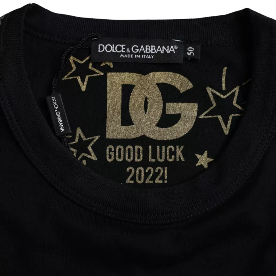 Camiseta Dolce &amp; Gabbana de algodón negra con cuello redondo y manga corta para hombre