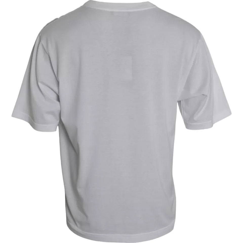 Camiseta blanca de algodón con cuello redondo y manga corta de Dolce &amp; Gabbana
