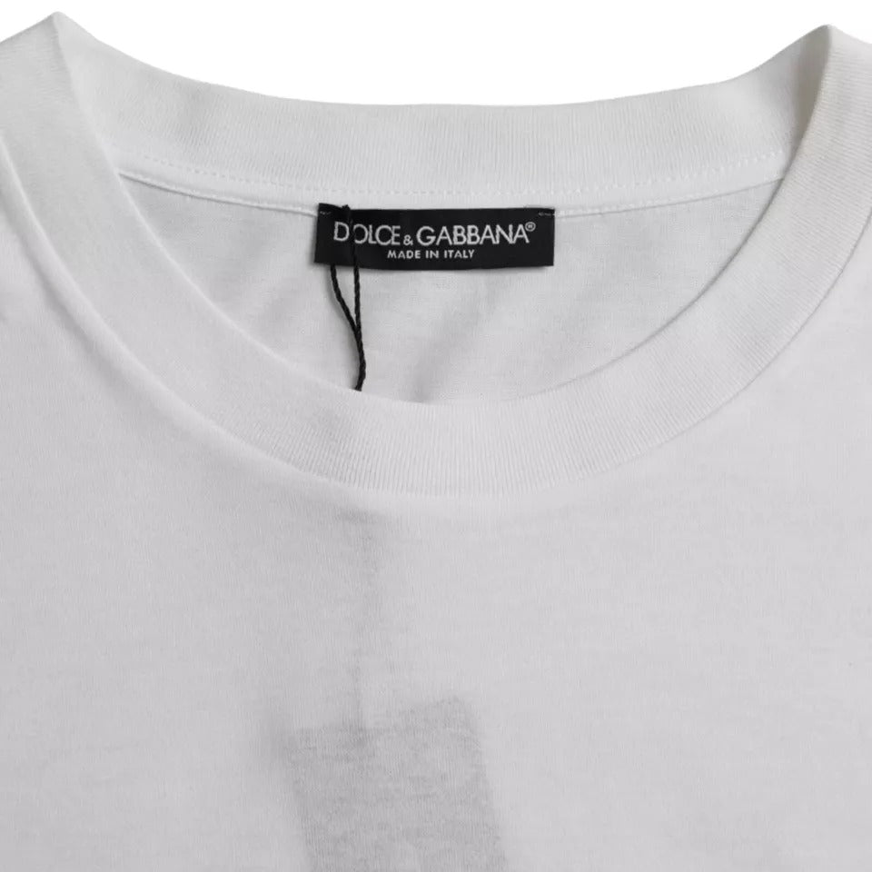 Camiseta blanca de algodón con cuello redondo y manga corta de Dolce &amp; Gabbana