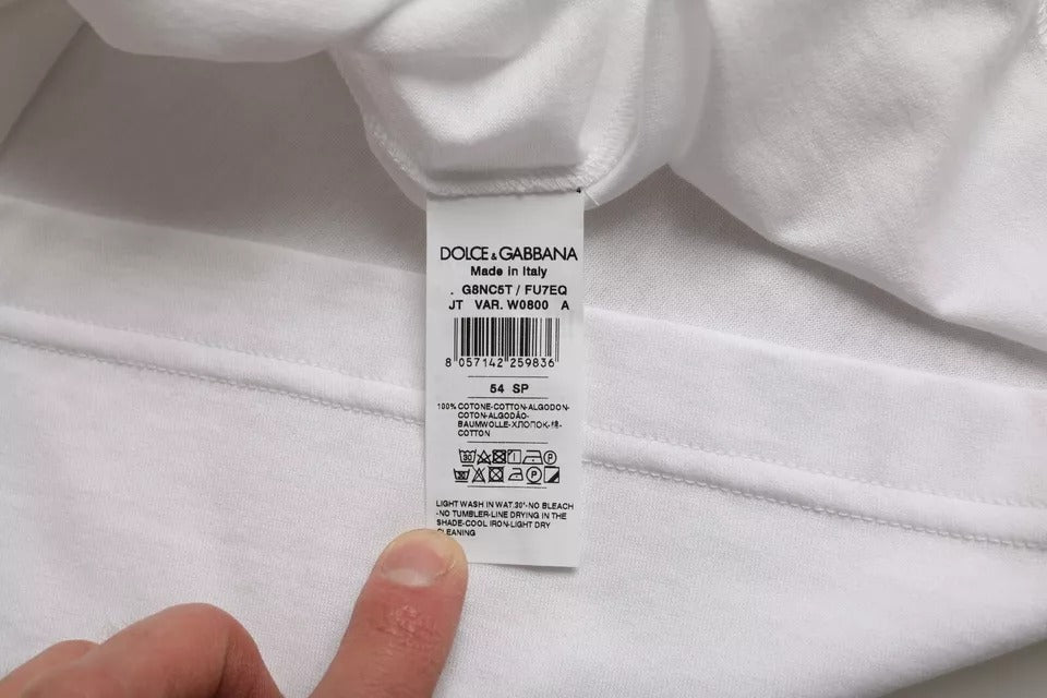 Camiseta blanca de algodón con cuello redondo y manga corta de Dolce &amp; Gabbana