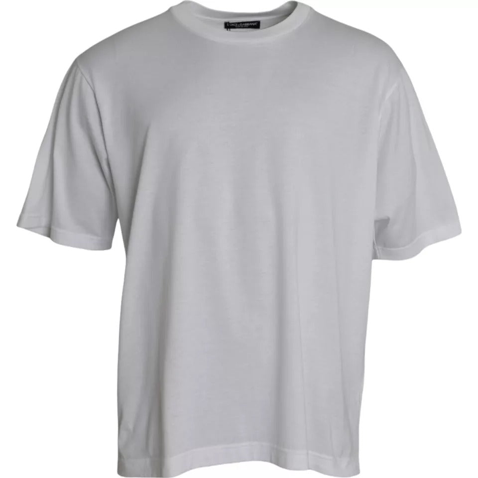 Camiseta blanca de algodón con cuello redondo y manga corta de Dolce &amp; Gabbana